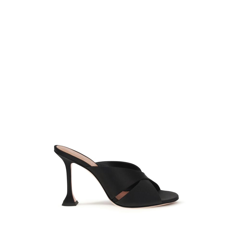 Amina Muaddi Black Silk Sandals | Regal Royce