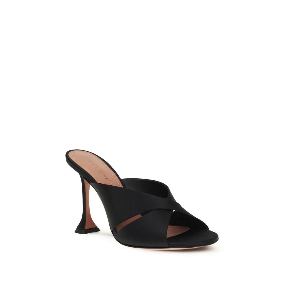 Amina Muaddi Black Silk Sandals | Regal Royce