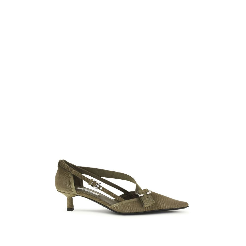 Prada Bicolor Cotton Mid Heel Pumps | Regal Royce