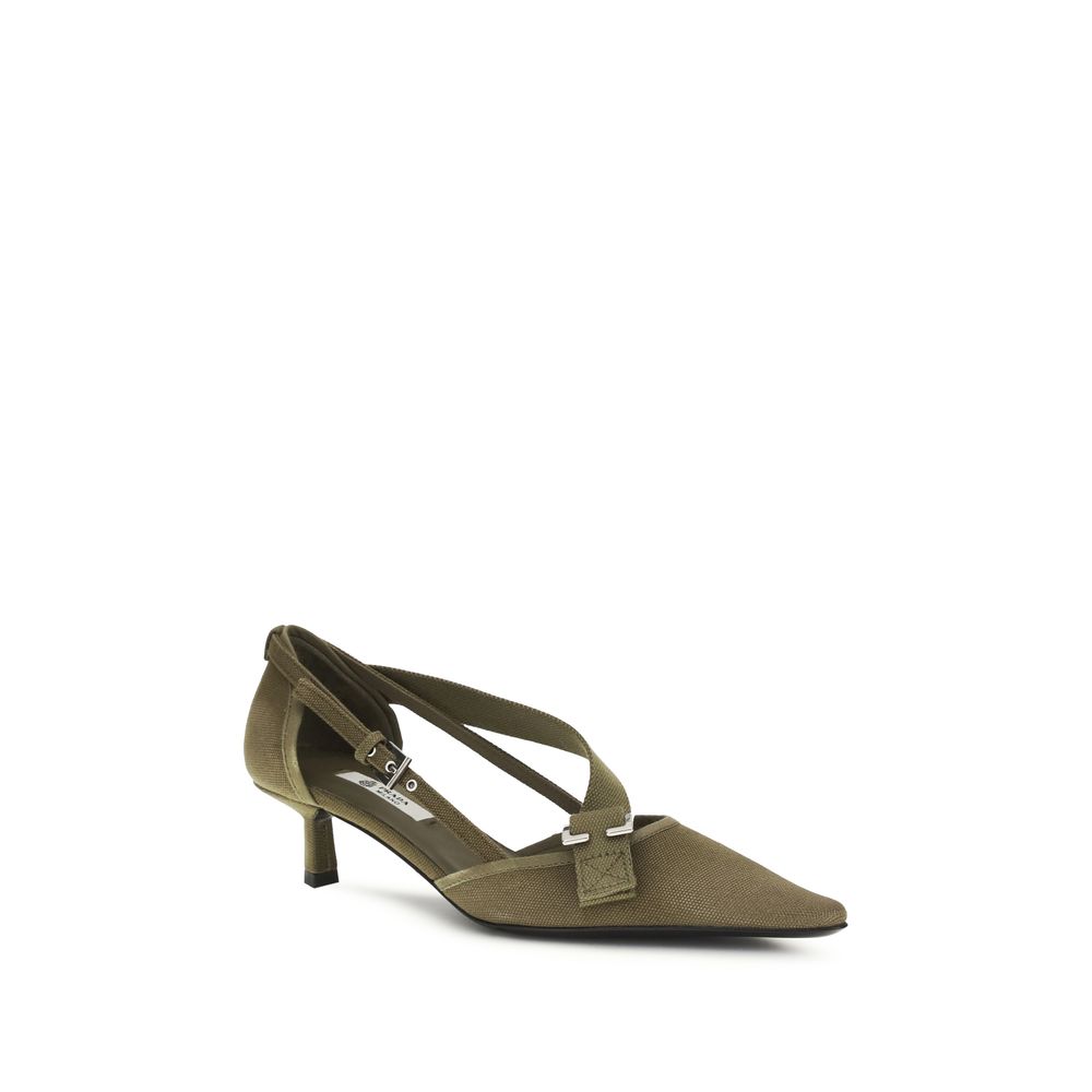 Prada Bicolor Cotton Mid Heel Pumps | Regal Royce