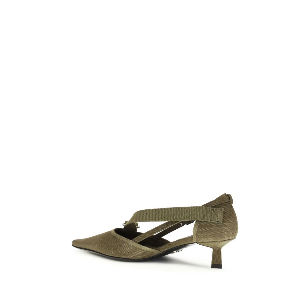Prada Bicolor Cotton Mid Heel Pumps | Regal Royce