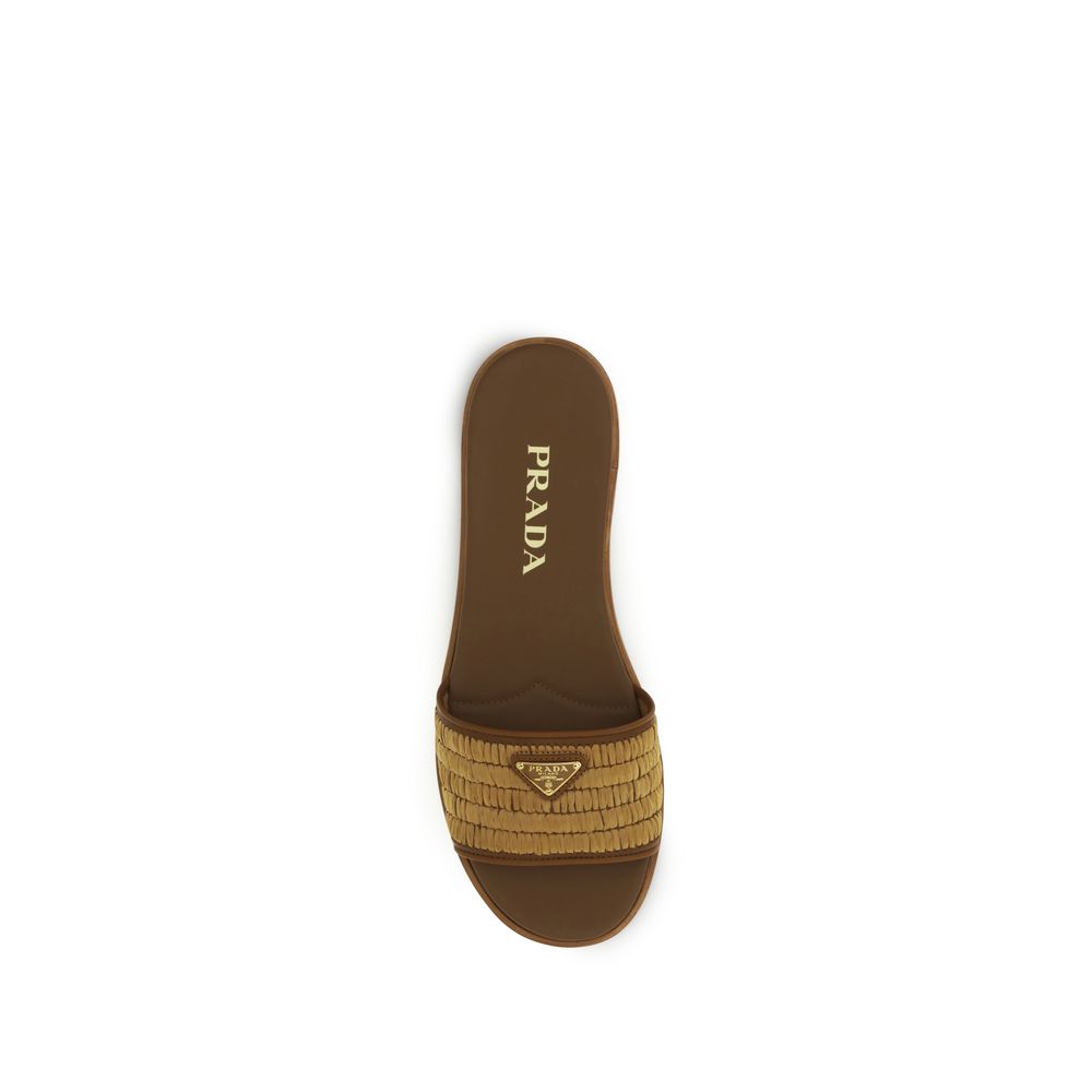 Prada Brown Raffia Slippers | Regal Royce