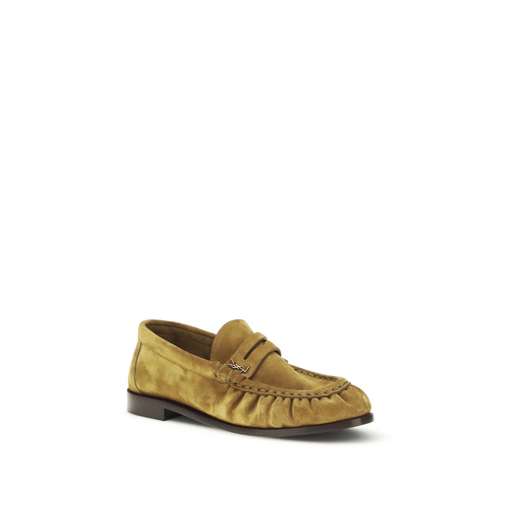 Saint Laurent Beige Calf Leather Bos Taurus Slip-On Loafers | Regal Royce