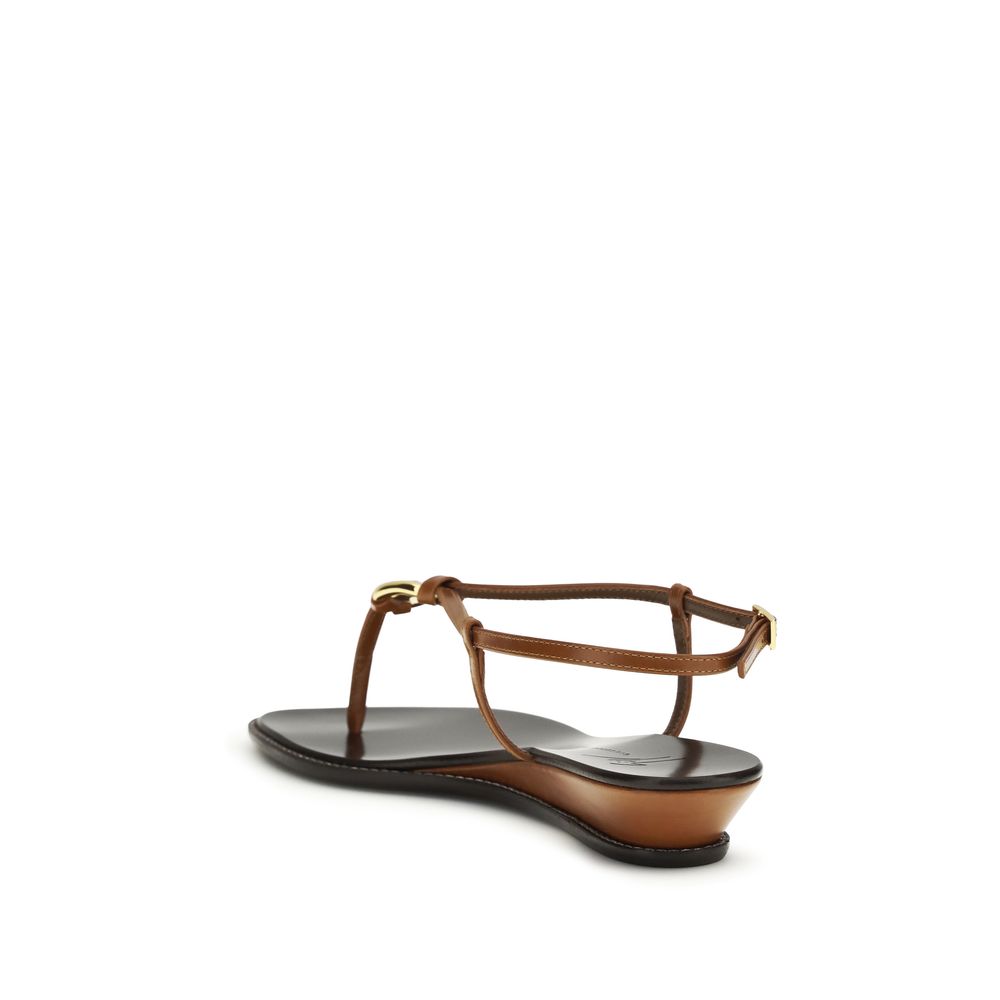 Giuseppe Zanotti Brown Calf Leather Bos Taurus Wedge Sandals | Regal Royce