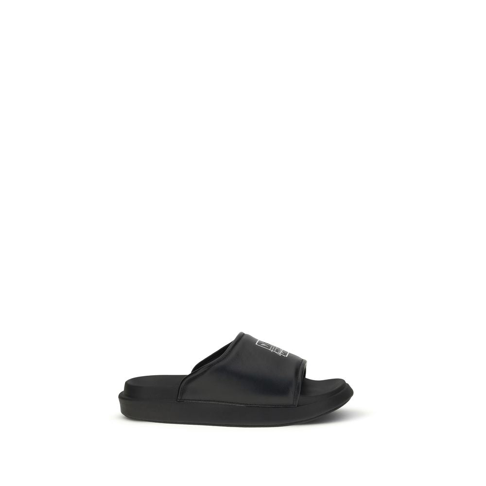 Y-3 Black Calf Leather Bos Taurus Sandals | Regal Royce