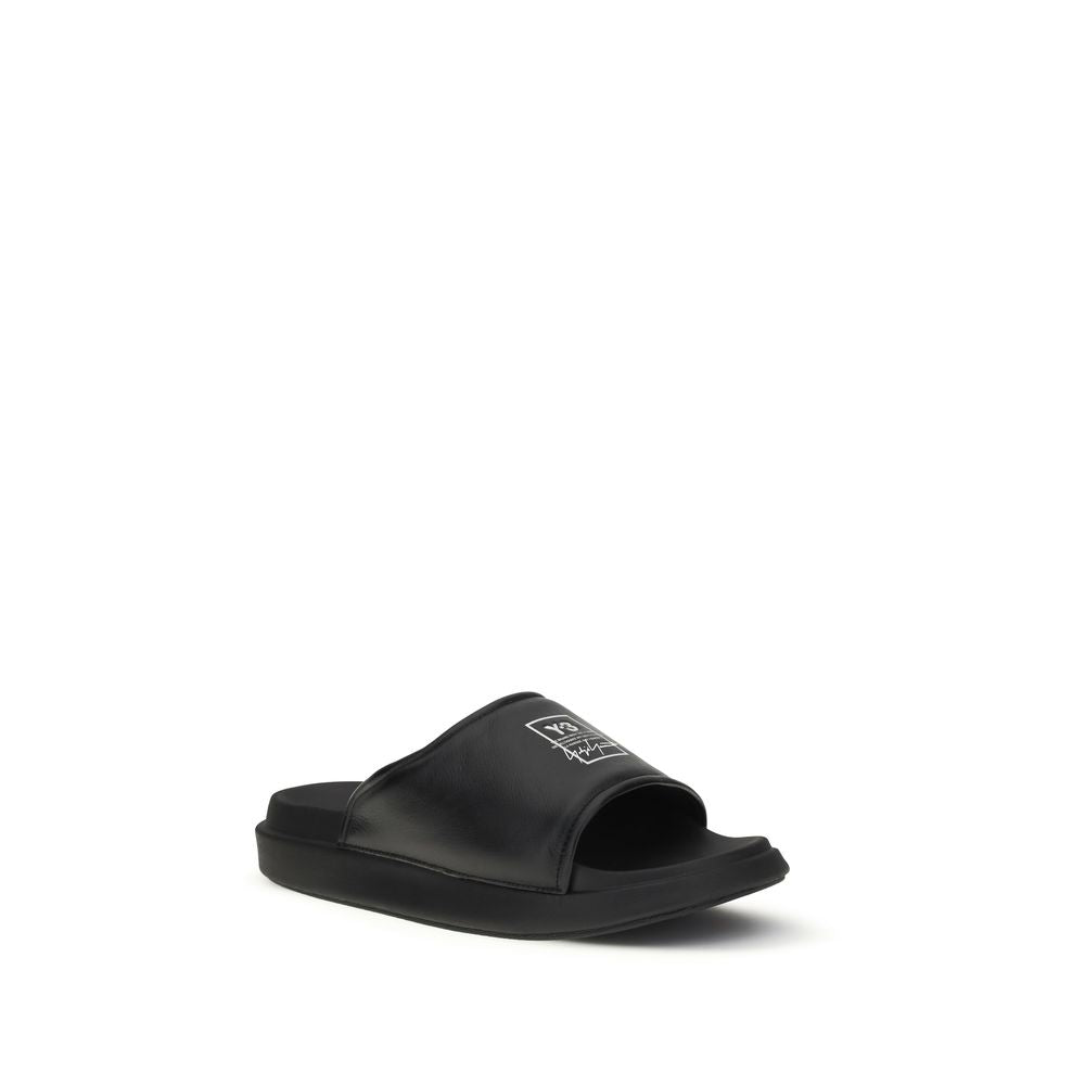 Y-3 Black Calf Leather Bos Taurus Sandals | Regal Royce