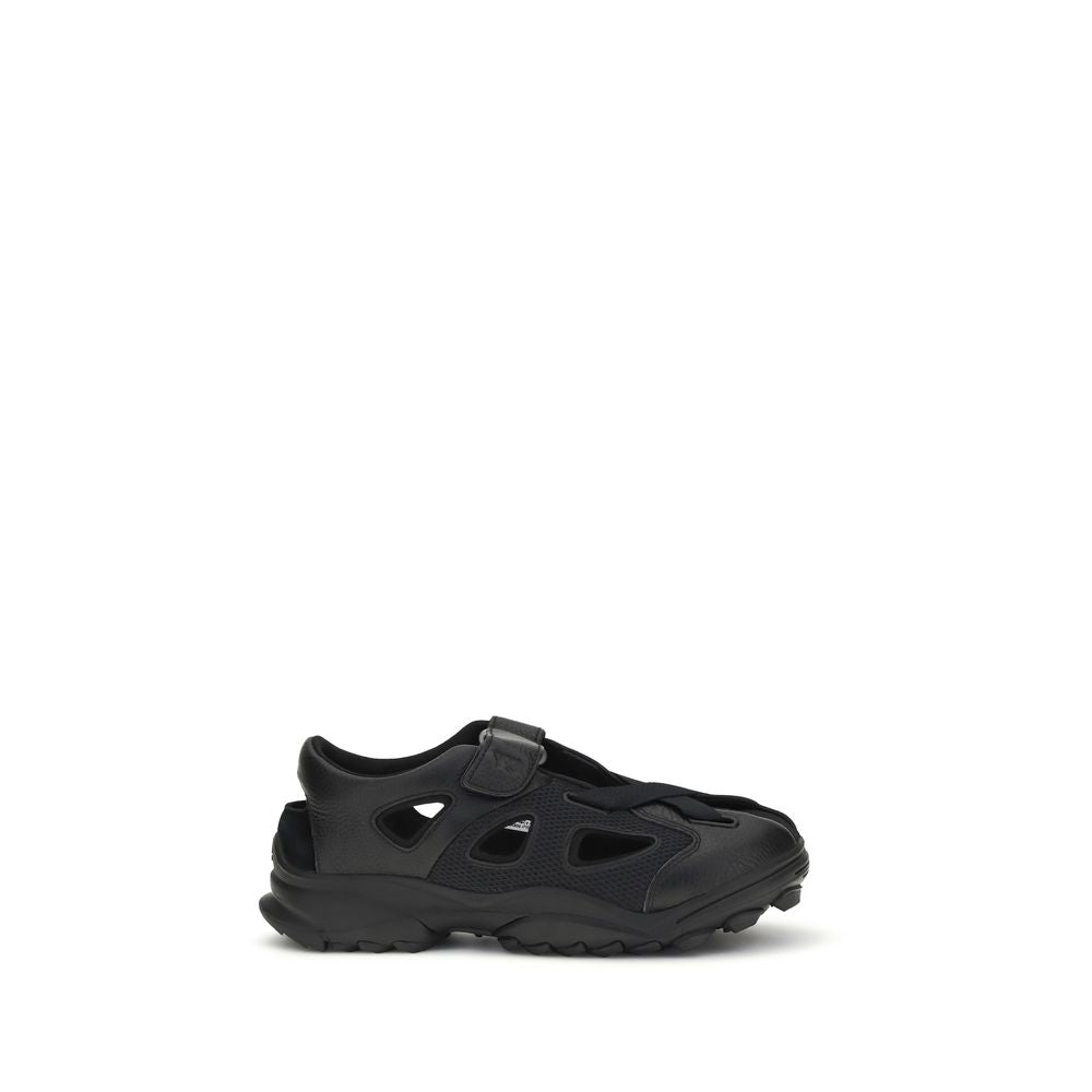 Y-3 Black Calf Leather Bos Taurus Flat Sandals | Regal Royce