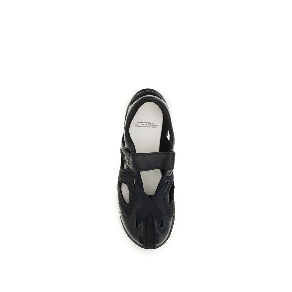 Y-3 Black Calf Leather Bos Taurus Flat Sandals | Regal Royce