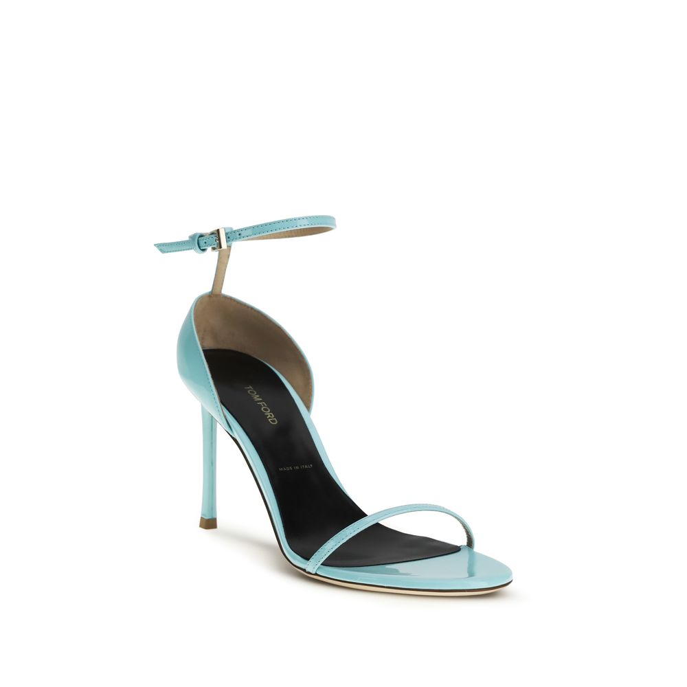 Tom Ford Blue Calf Leather Bos Taurus Stiletto Heel Sandals | Regal Royce