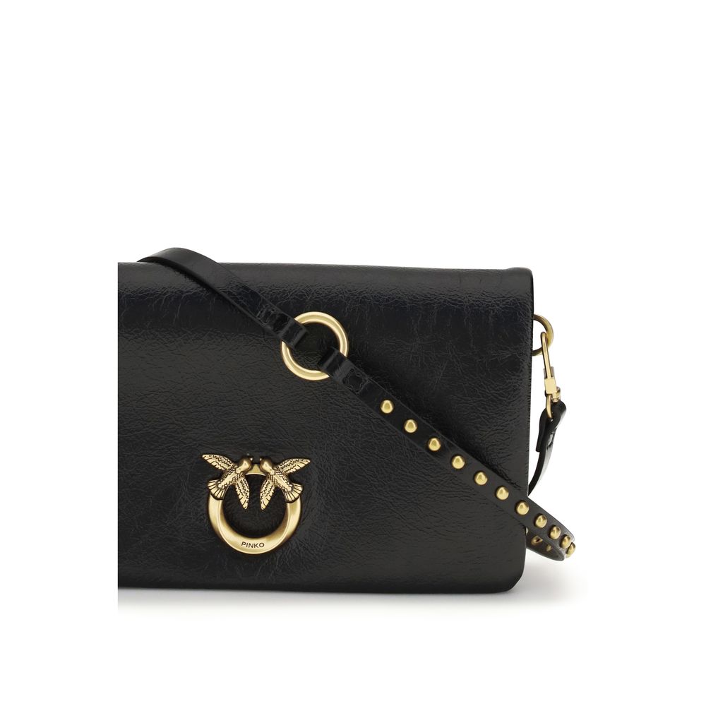 PINKO Black Calf Leather Bos Taurus Shoulder Bag | Regal Royce