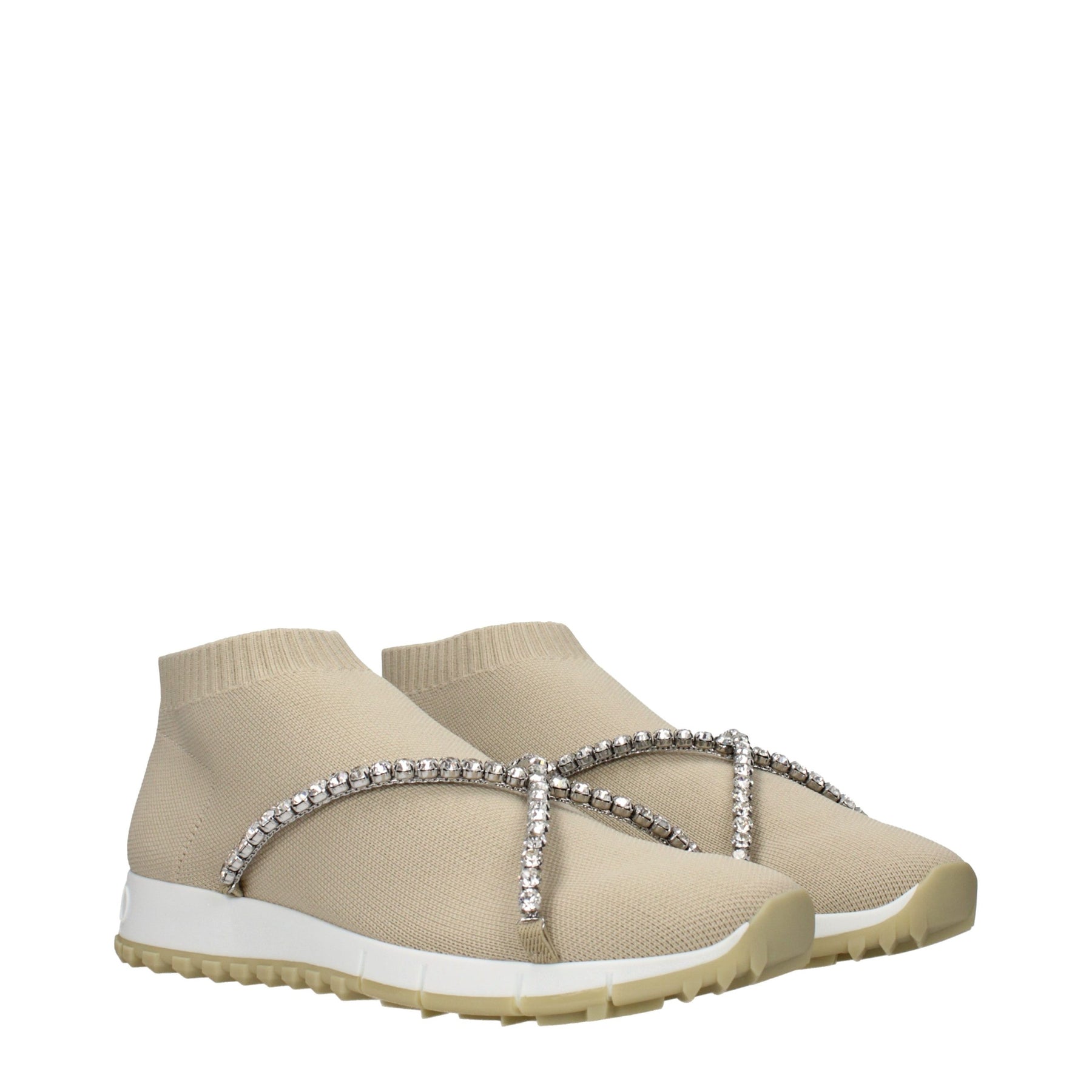 Jimmy Choo Beige Fabric Slip-On Loafers | Regal Royce