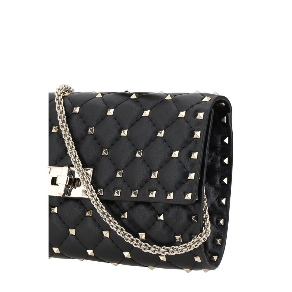 Valentino Garavani Black Calf Leather Bos Taurus Shoulder Bag | Regal Royce