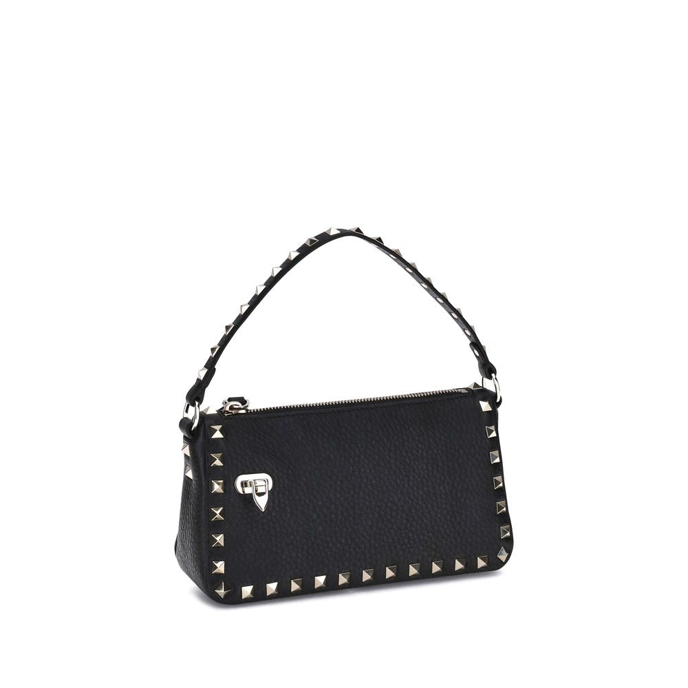 Valentino Garavani Black Calf Leather Bos Taurus Shoulder Bag | Regal Royce