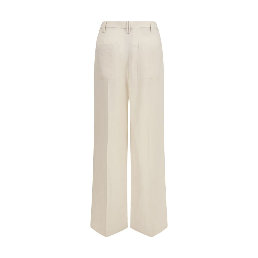 Brunello Cucinelli Beige Viscose Casual Pants | Regal Royce