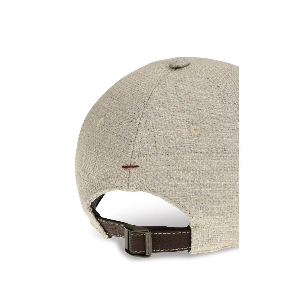 Brunello Cucinelli Beige Silk Cap (Baseball Hat) | Regal Royce