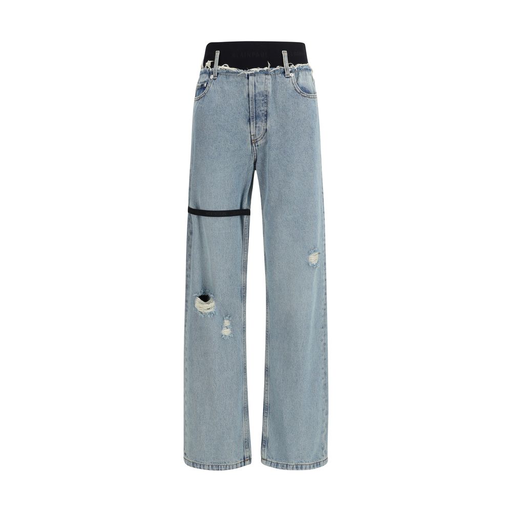 ALAINPAUL Blue Cotton High-Waisted Jean | Regal Royce
