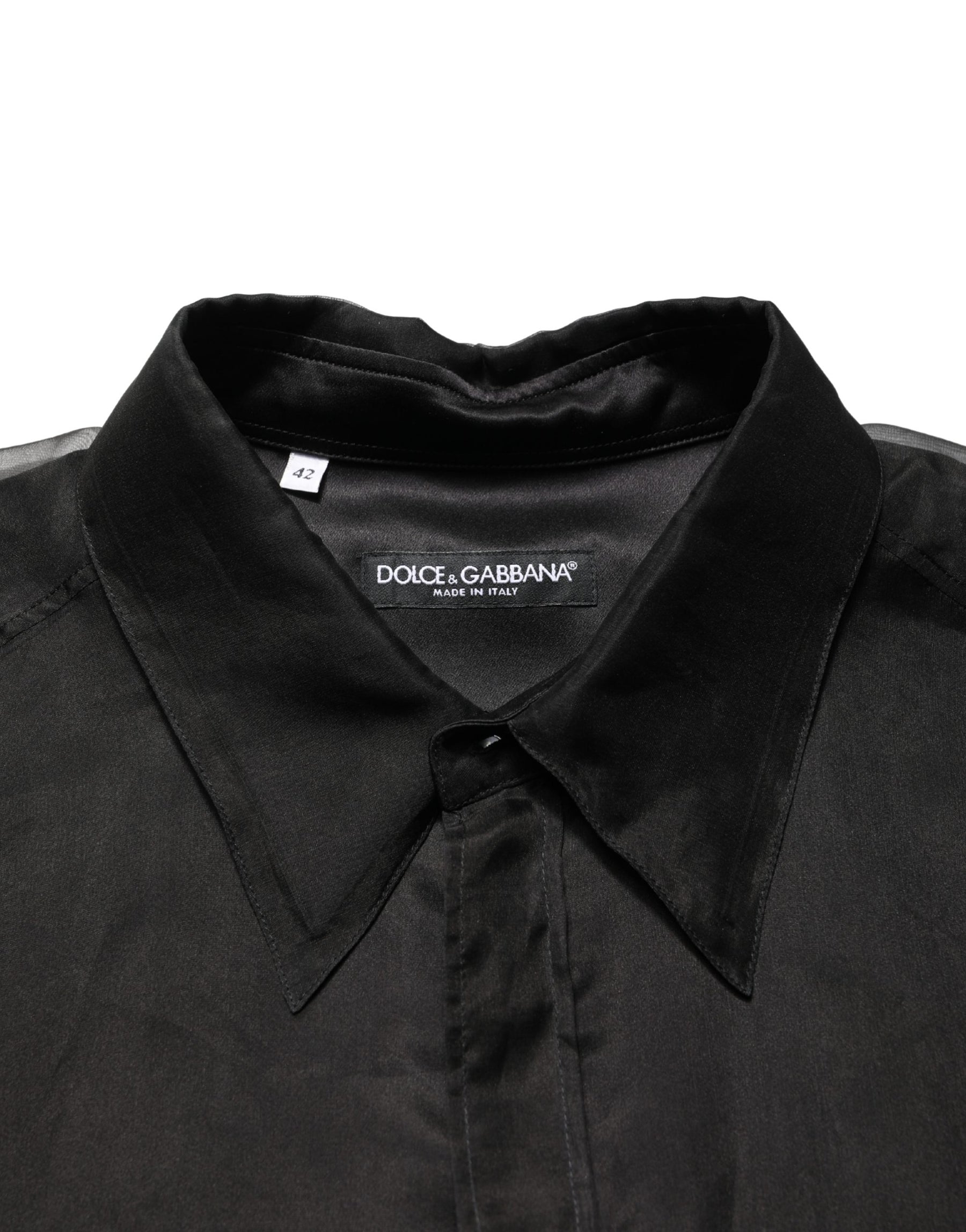 Dolce & Gabbana Black Ruffle Detail Semi Sheer Shirt Jacket | Regal Royce
