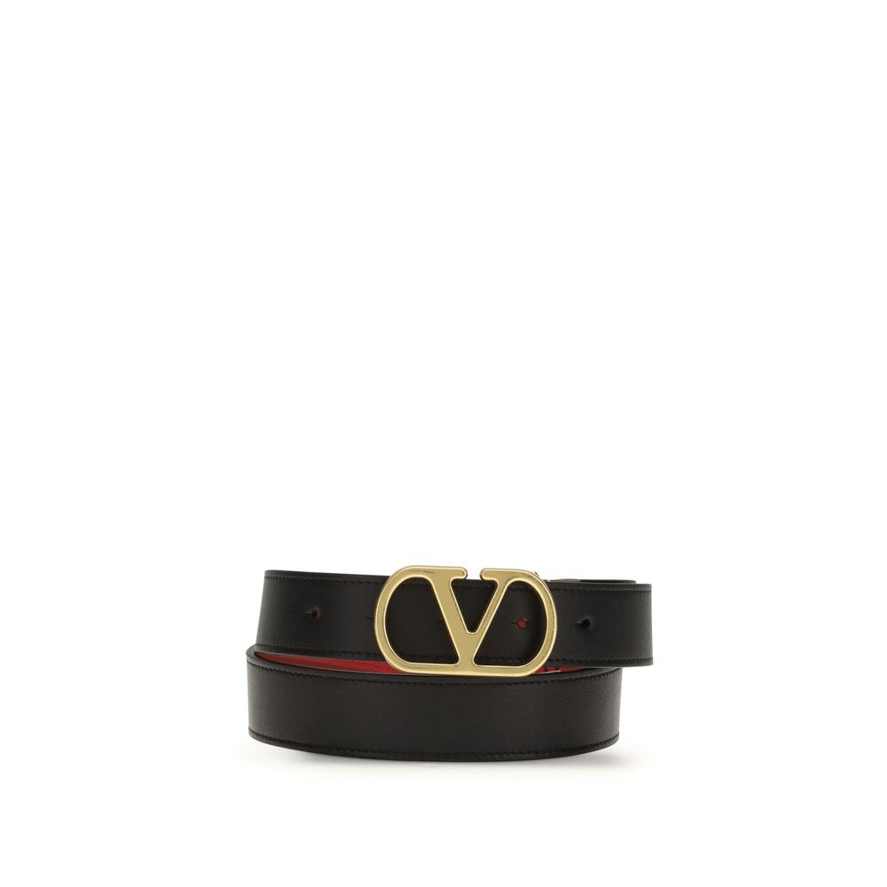 Valentino Garavani Black Calf Leather Bos Taurus Regular Belt | Regal Royce
