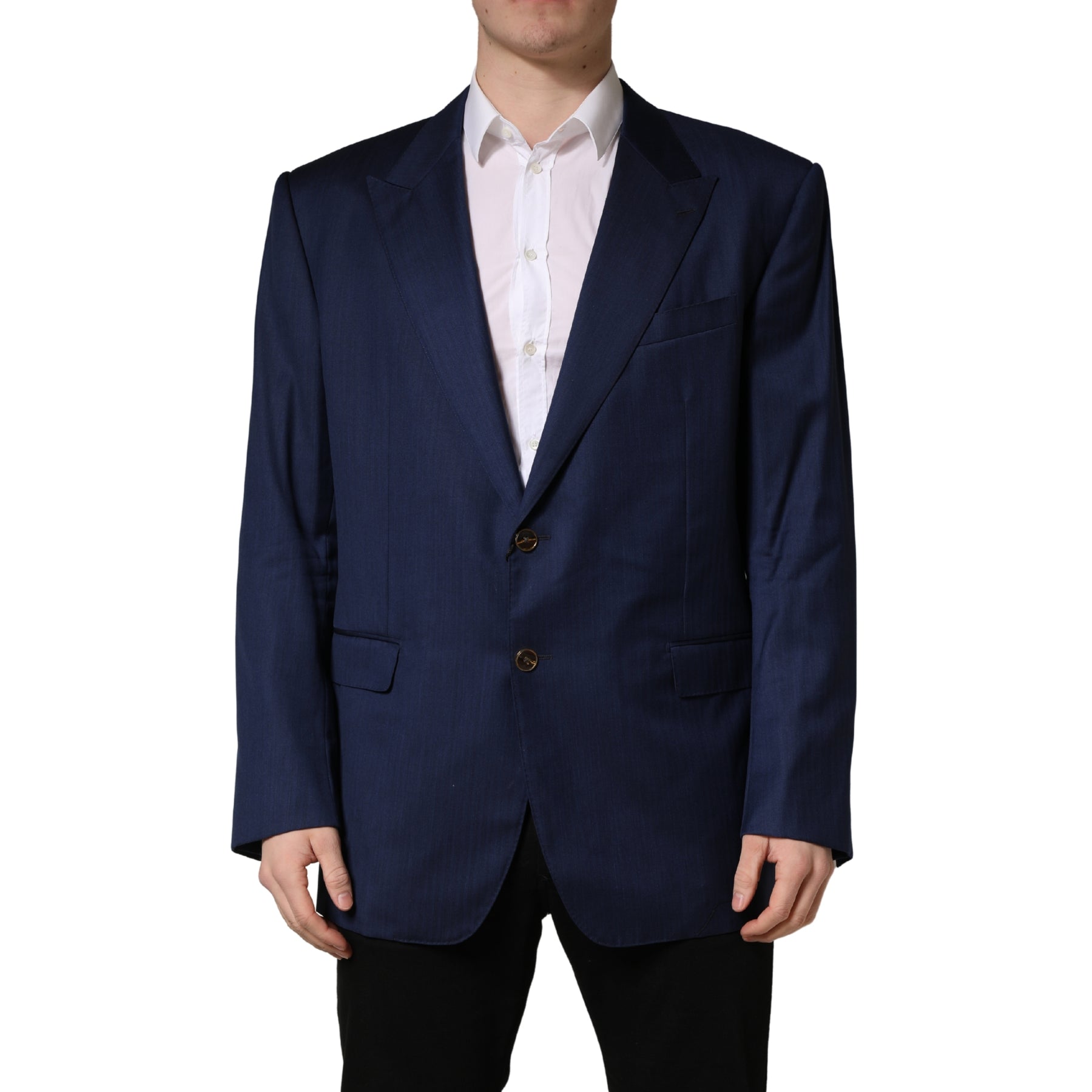 Dolce & Gabbana Blue Single Breasted 2 Button Suit Jacket | Regal Royce