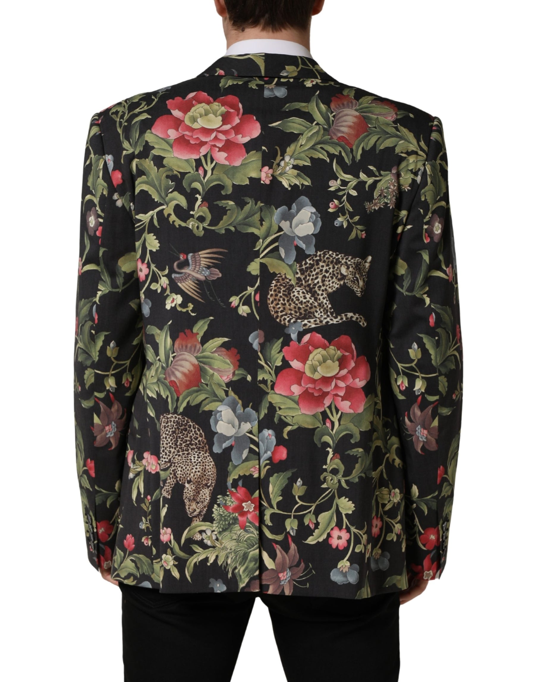 Dolce & Gabbana Multicolor Floral Leopard 1 Button Men Suit Jacket | Regal Royce