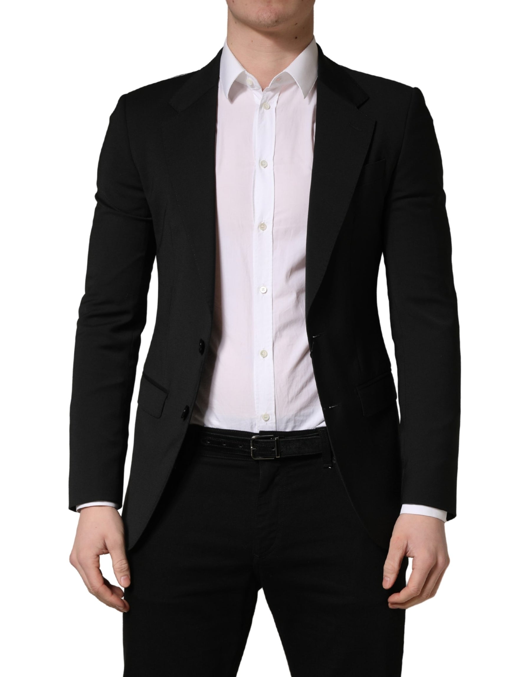 Dolce & Gabbana Black Polyester 2 Buttons Men Suit Jacket | Regal Royce