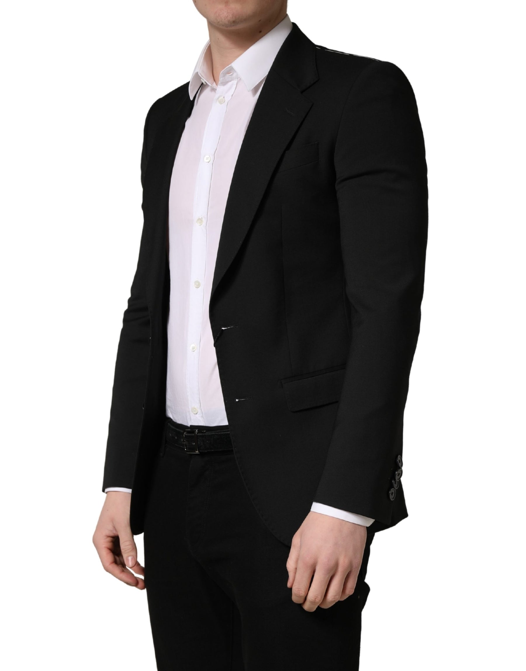 Dolce & Gabbana Black Polyester 2 Buttons Men Suit Jacket | Regal Royce