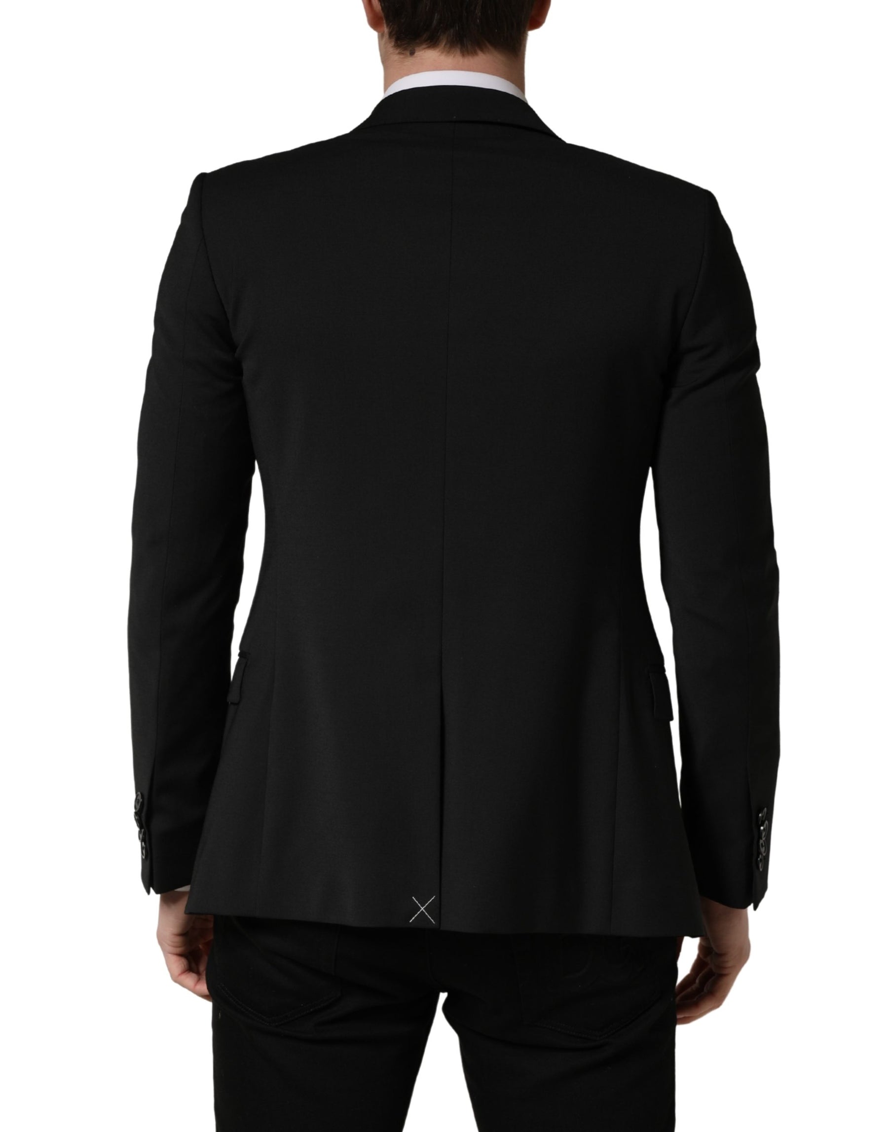 Dolce & Gabbana Black Polyester 2 Buttons Men Suit Jacket | Regal Royce