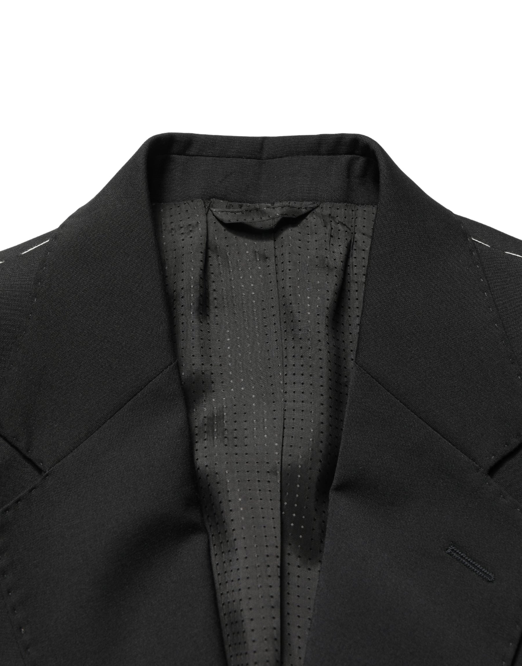 Dolce & Gabbana Black Polyester 2 Buttons Men Suit Jacket | Regal Royce