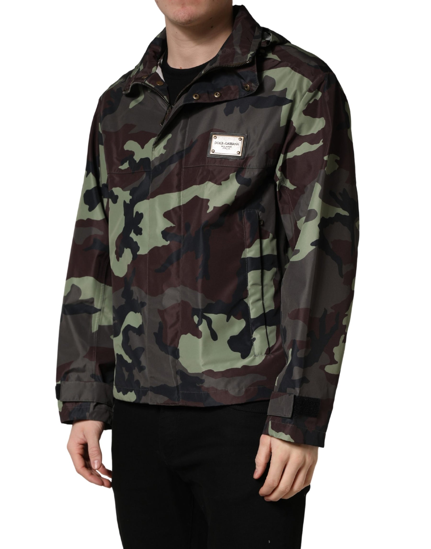 Dolce & Gabbana Multicolor Camouflage Hooded Bomber Jacket | Regal Royce
