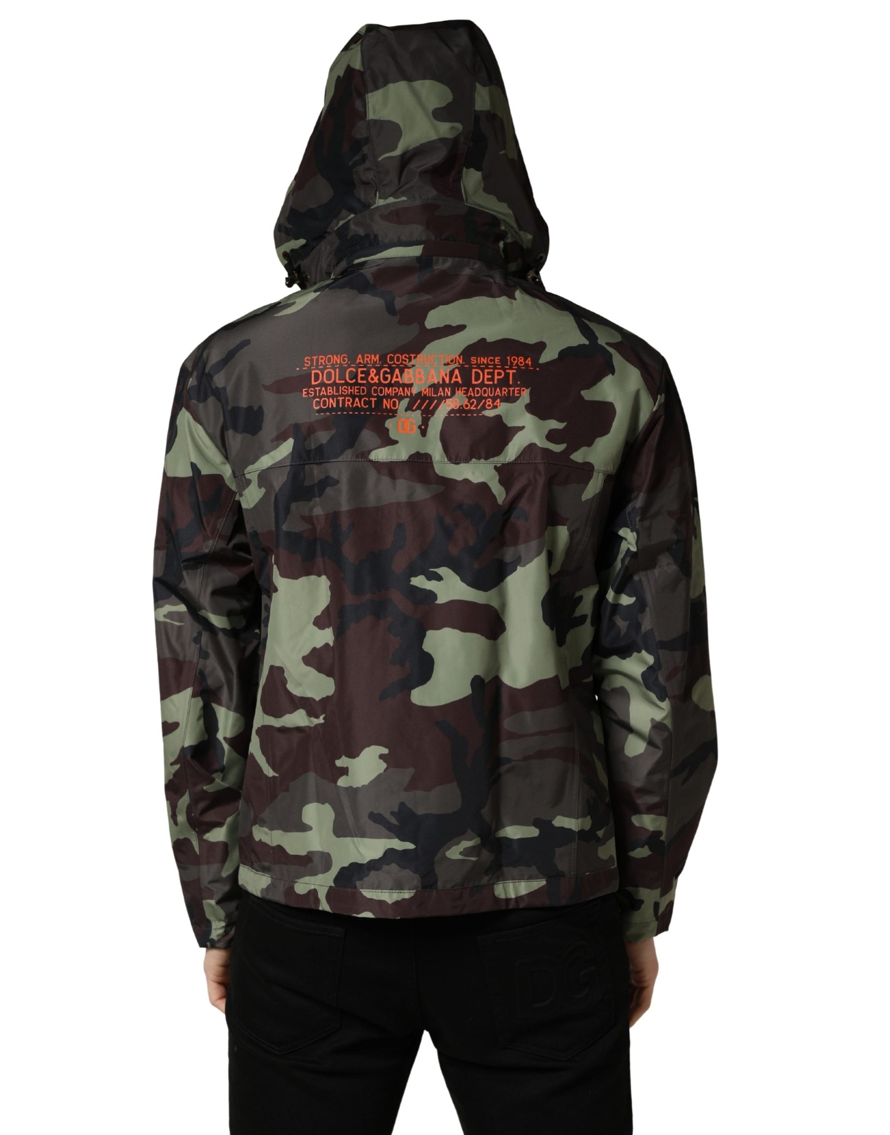 Dolce & Gabbana Multicolor Camouflage Hooded Bomber Jacket | Regal Royce