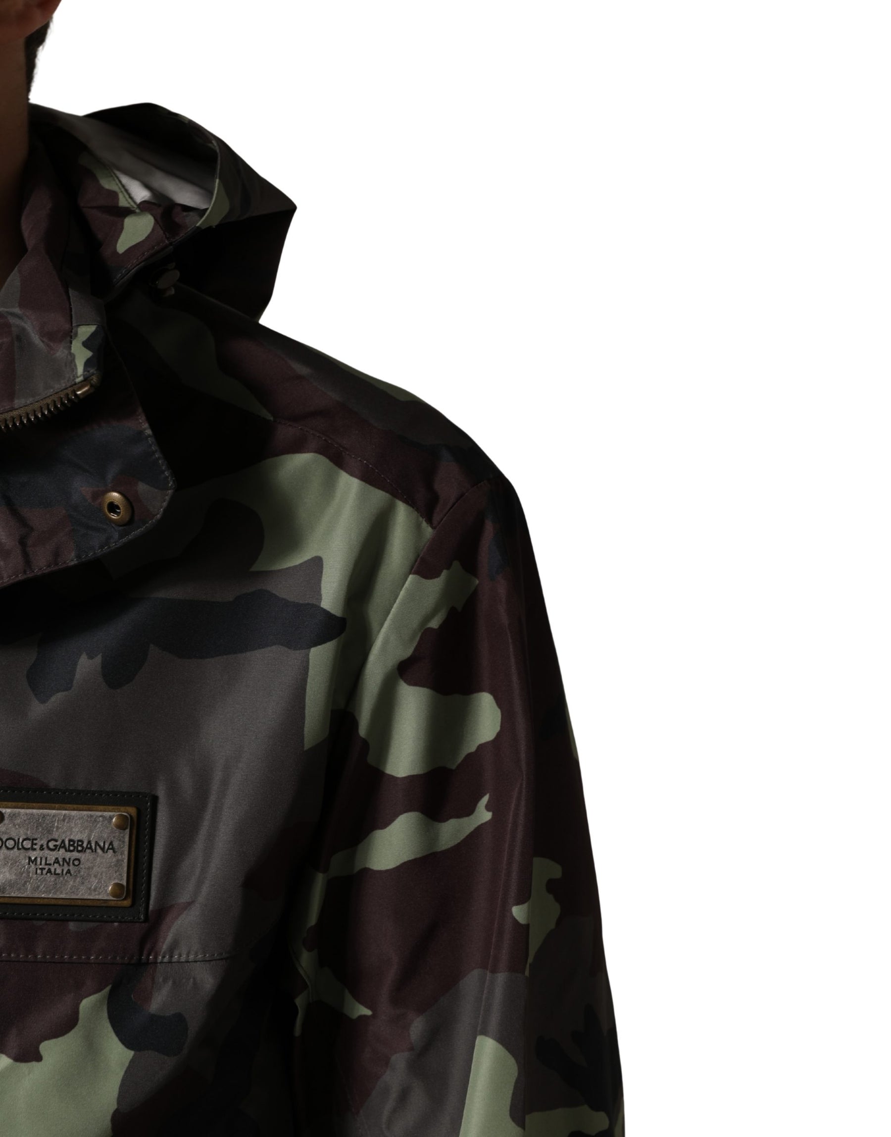 Dolce & Gabbana Multicolor Camouflage Hooded Bomber Jacket | Regal Royce