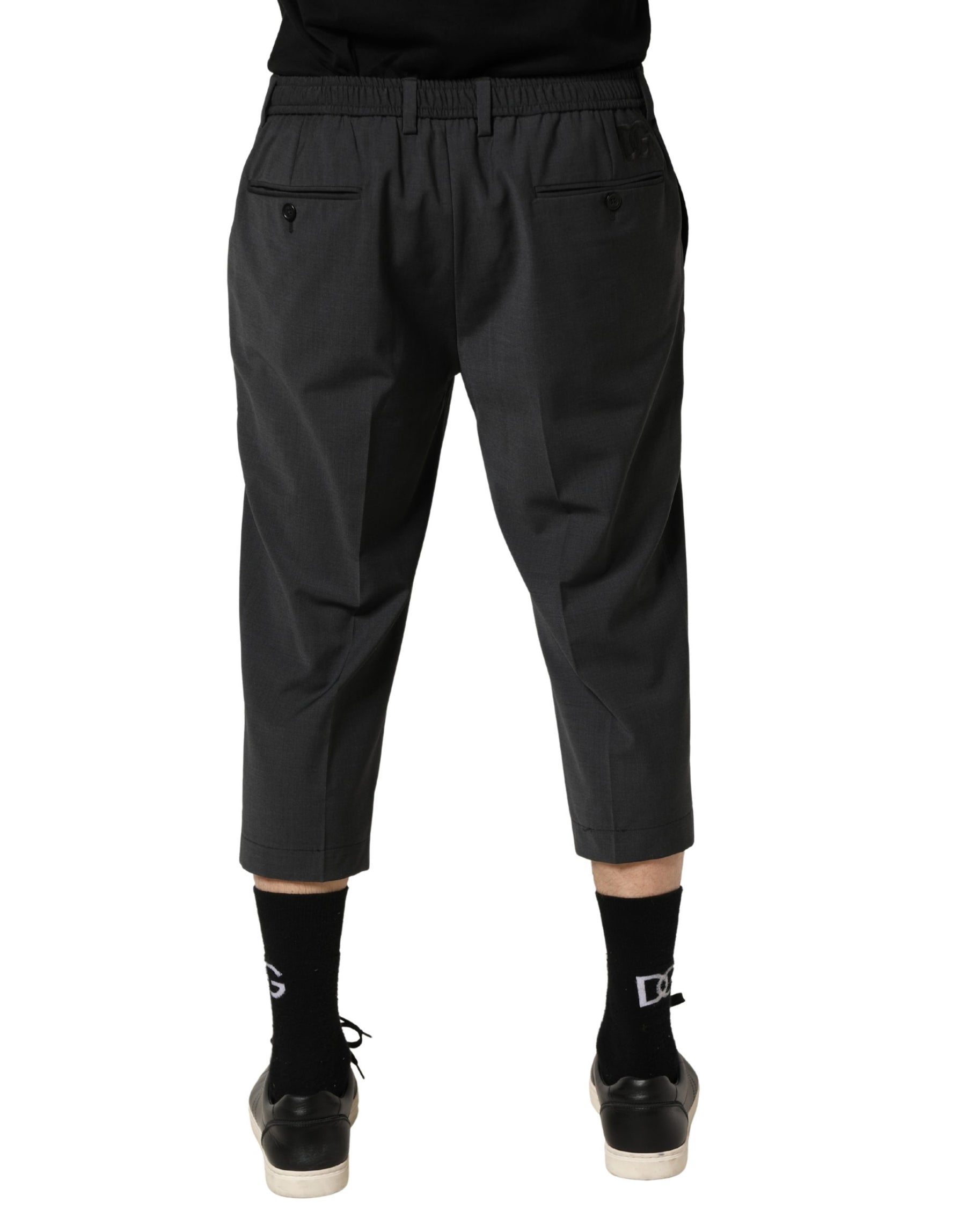 Dolce & Gabbana Dark Gray Wool Cropped Chino Trouser Pants | Regal Royce