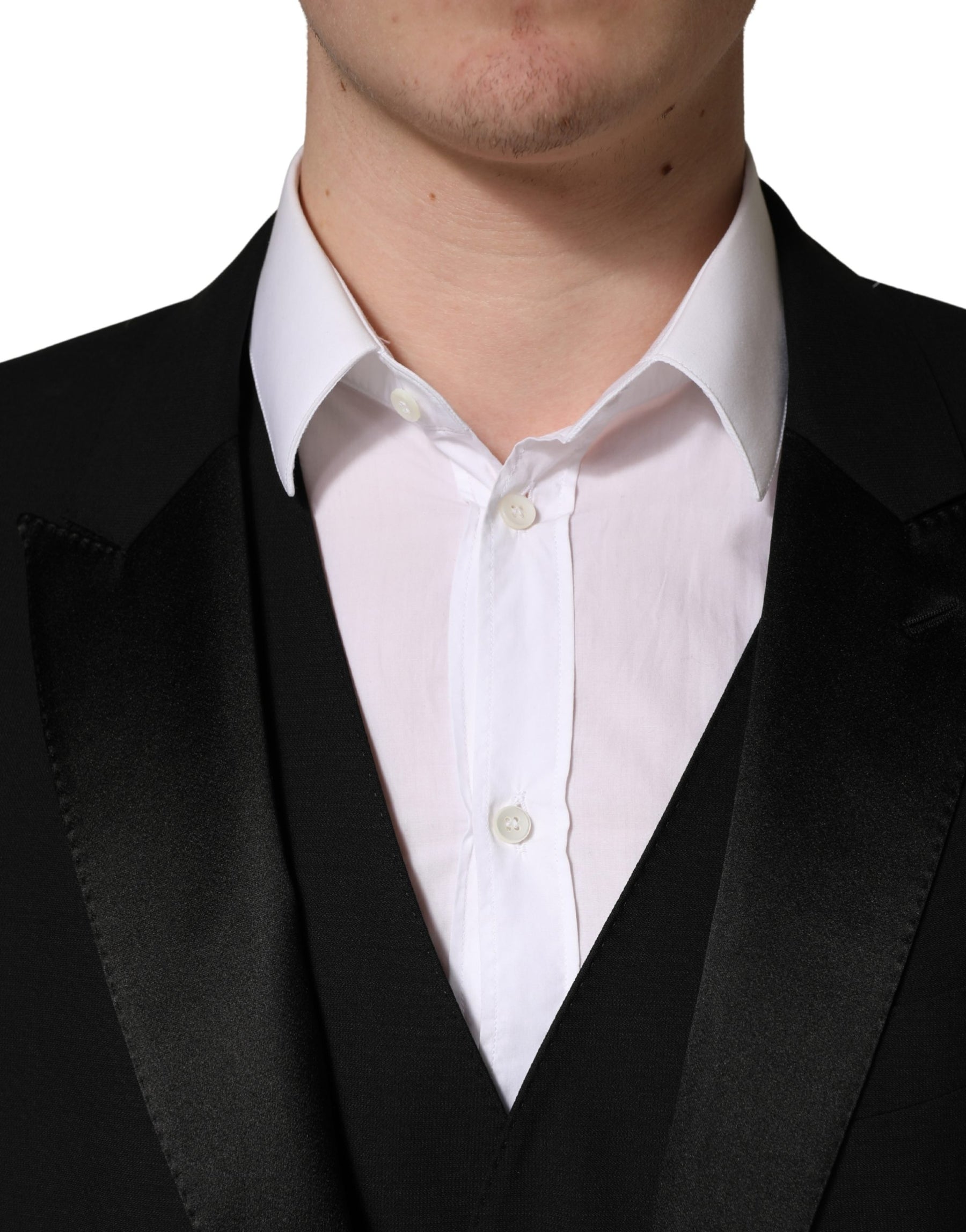 Dolce & Gabbana Black Wool Silk Saxophone Slim Fit 3Pc Suit | Regal Royce