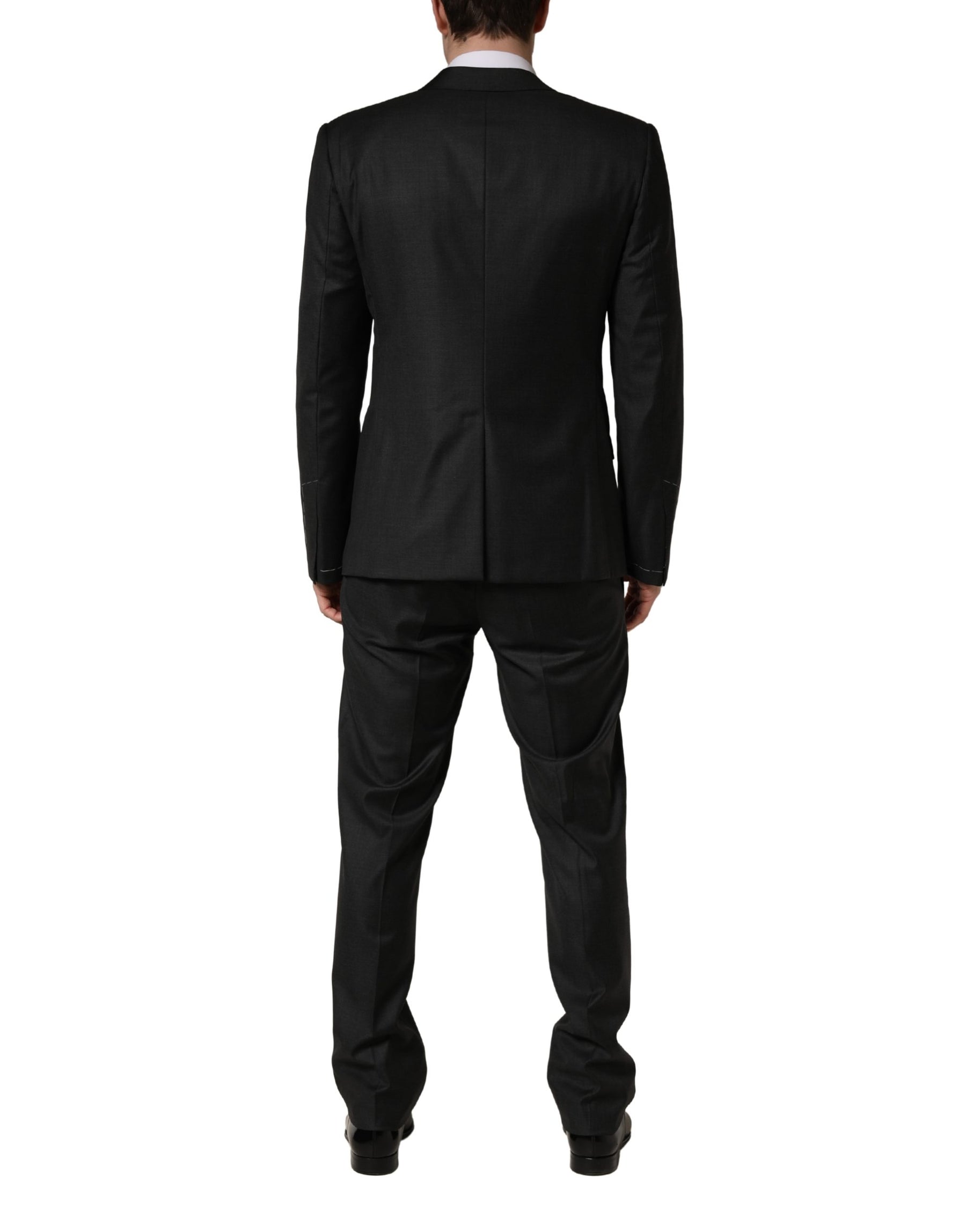 Dolce & Gabbana Black Wool Slim Fit Formal 3 Piece Men Suit | Regal Royce