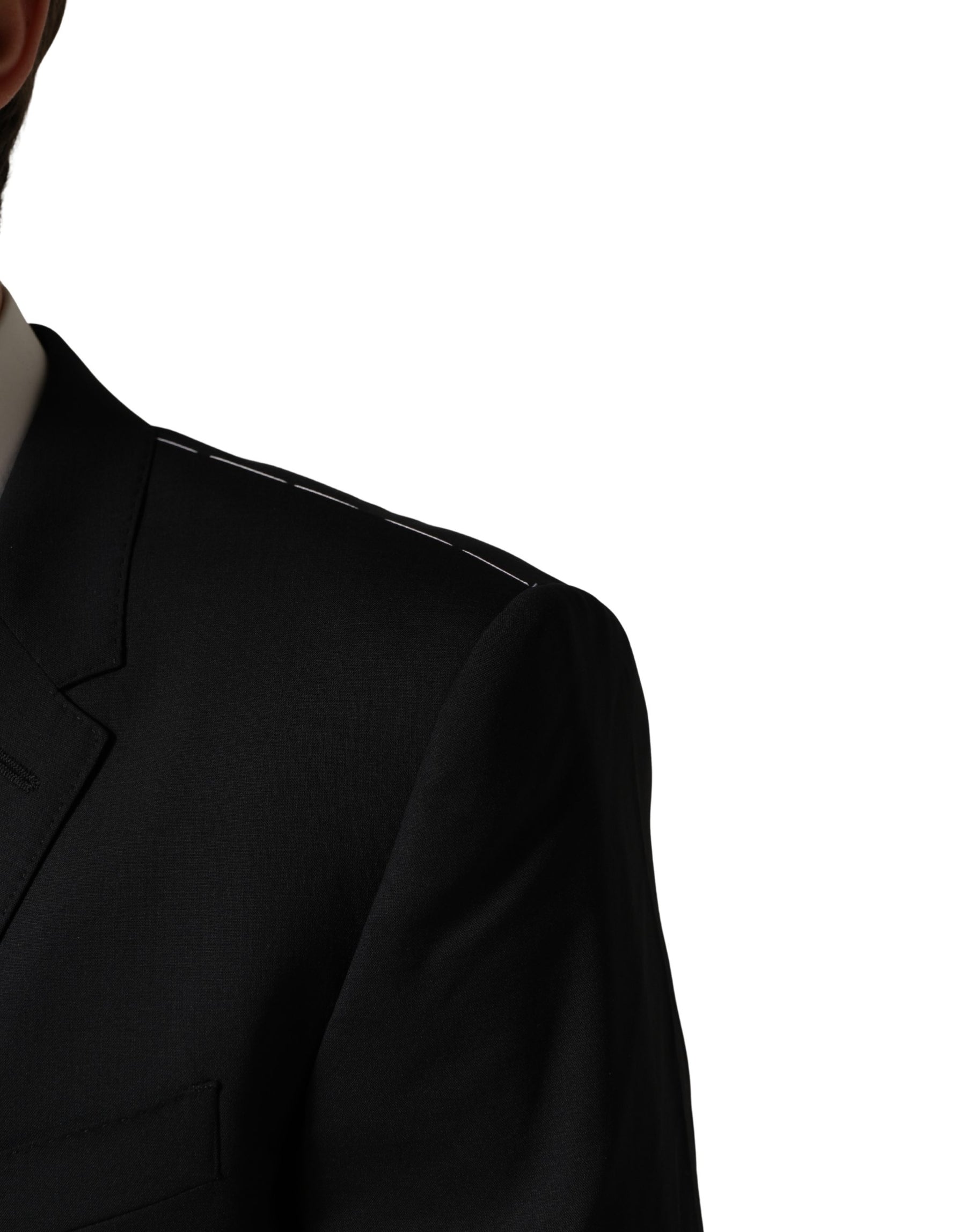 Dolce & Gabbana Black Wool Slim Fit Formal 3 Piece Men Suit | Regal Royce