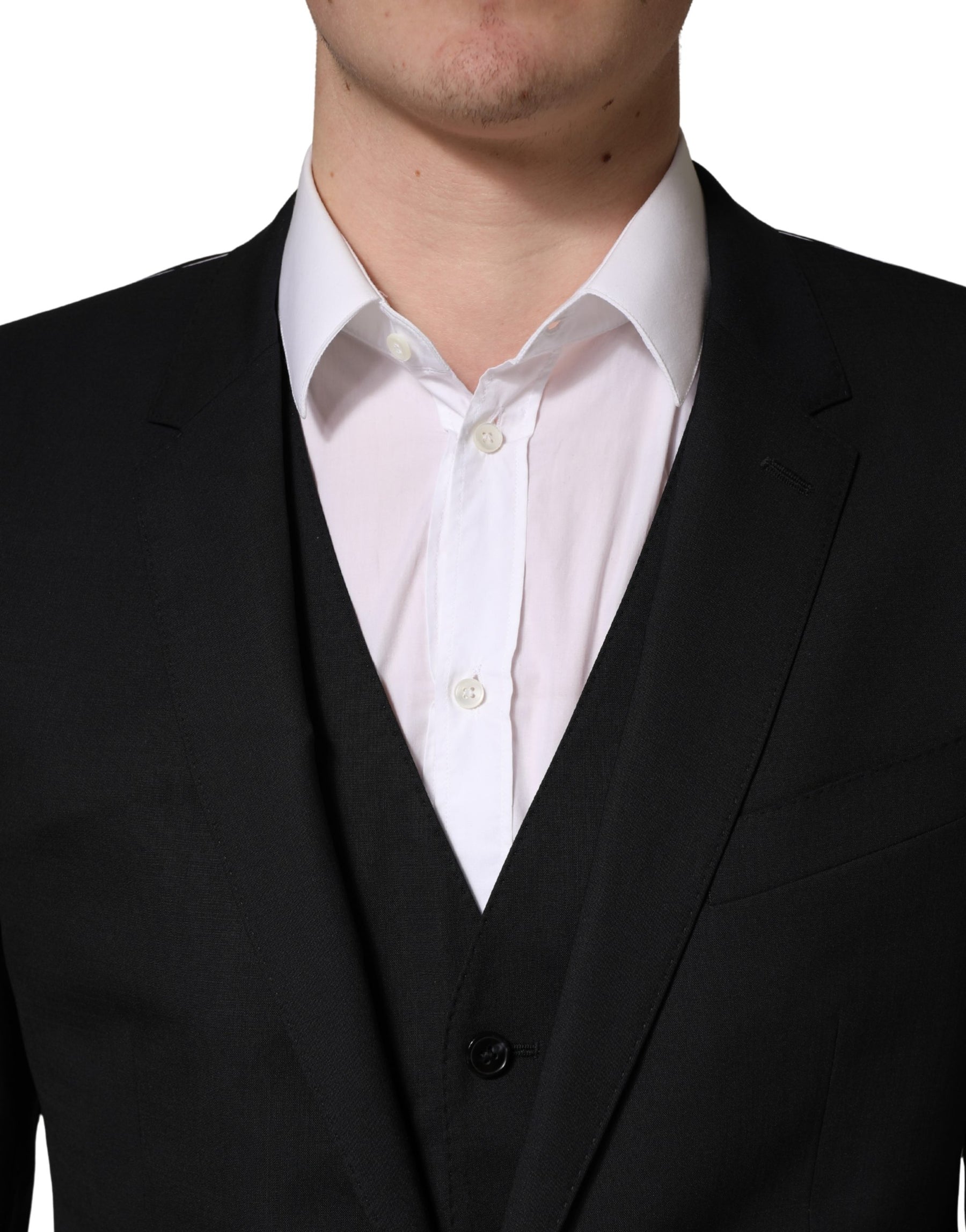 Dolce & Gabbana Black Wool 2 Buttons Formal 3 Piece Men Suit | Regal Royce