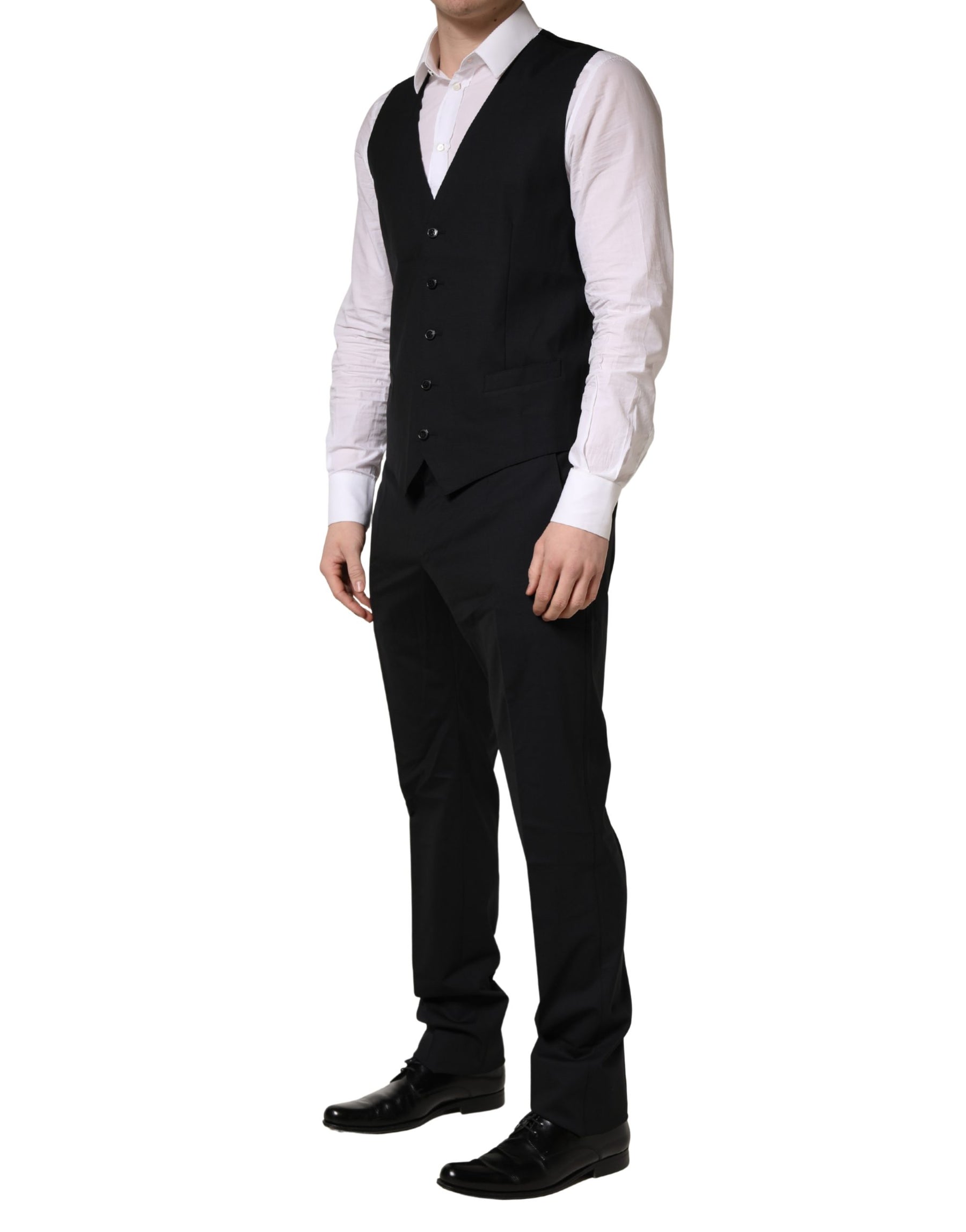 Dolce & Gabbana Black Wool 2 Buttons Formal 3 Piece Men Suit | Regal Royce