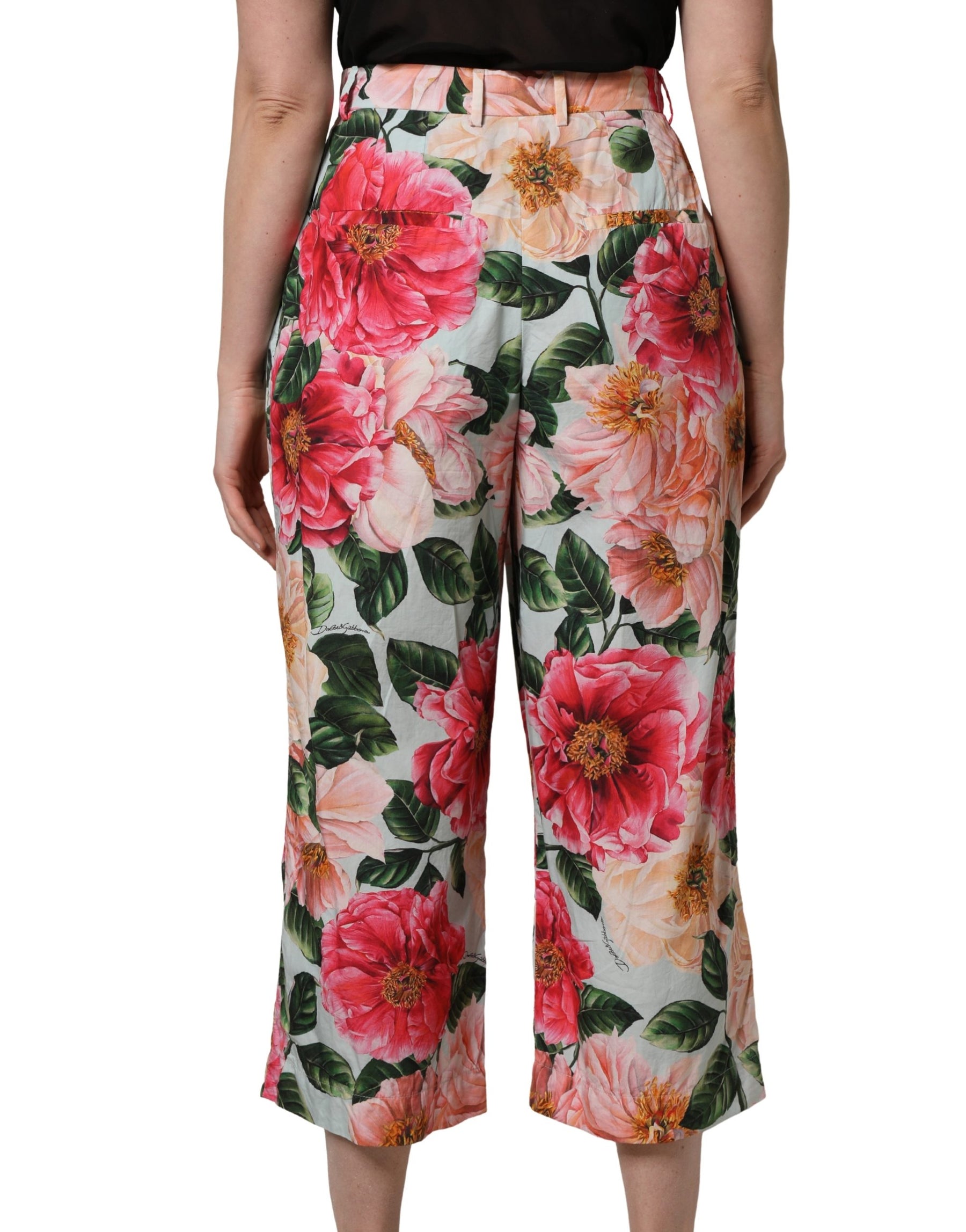 Dolce & Gabbana Multicolor Floral High Waist Cropped Pants | Regal Royce