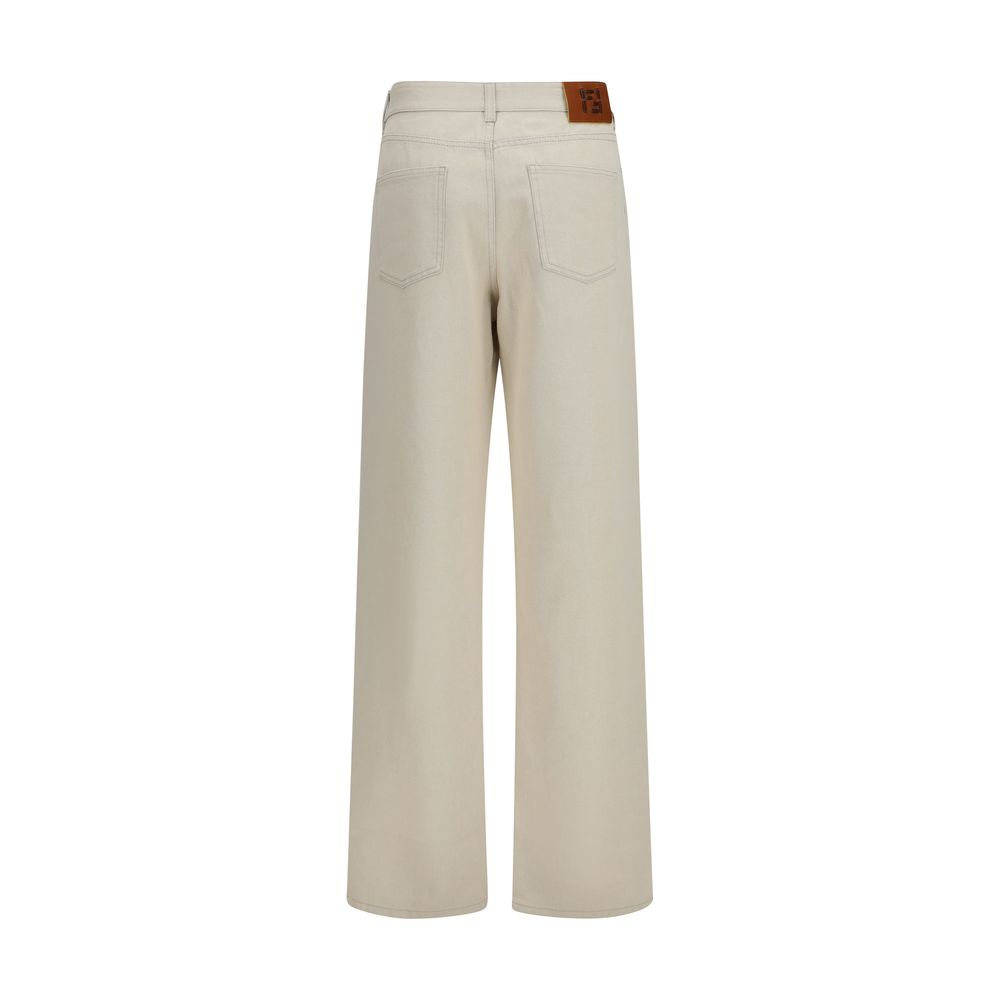 Fendi Beige Cotton Straight-Leg Jeans | Regal Royce