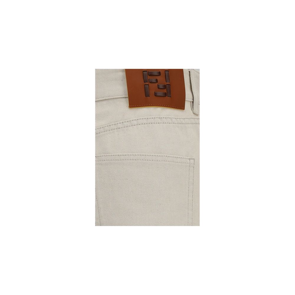 Fendi Beige Cotton Straight-Leg Jeans | Regal Royce
