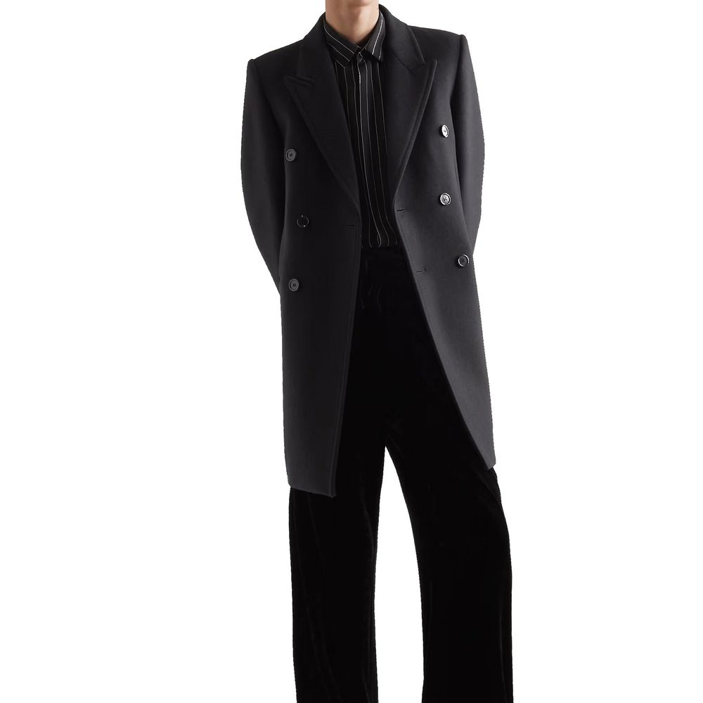 Saint Laurent Black Wool Coat