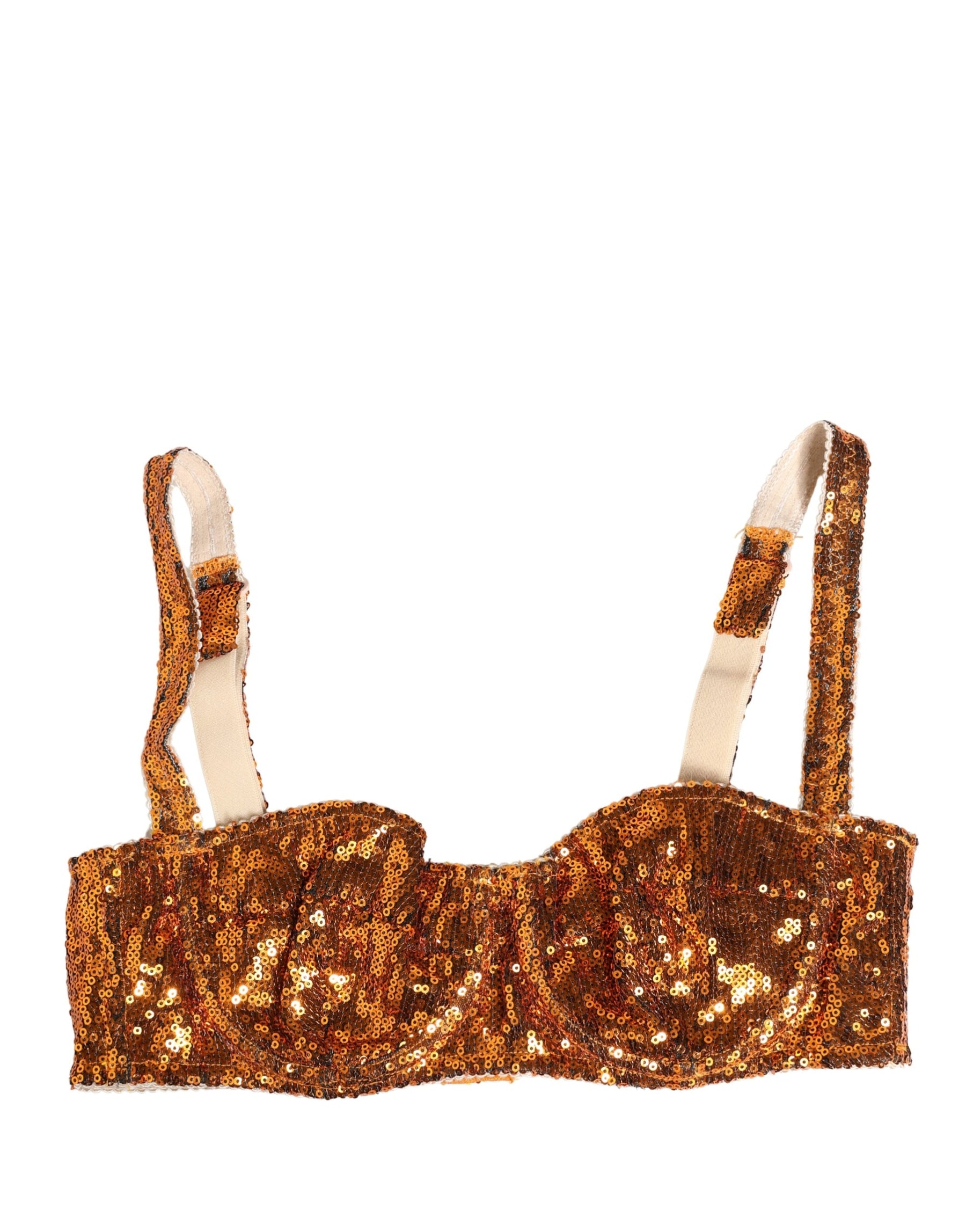 Dolce & Gabbana Gold Sequined Nyon Balconnet Bra Underwear | Regal Royce