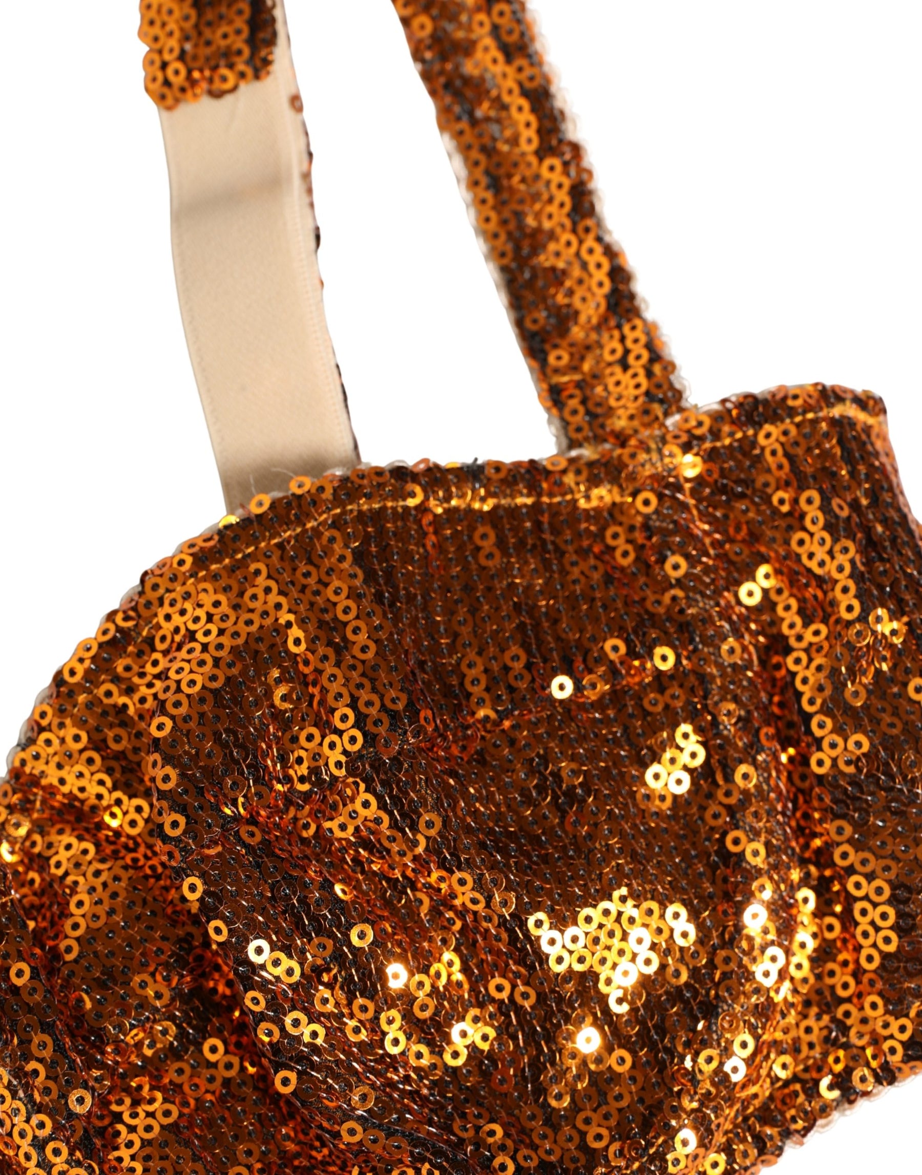 Dolce & Gabbana Gold Sequined Nyon Balconnet Bra Underwear | Regal Royce