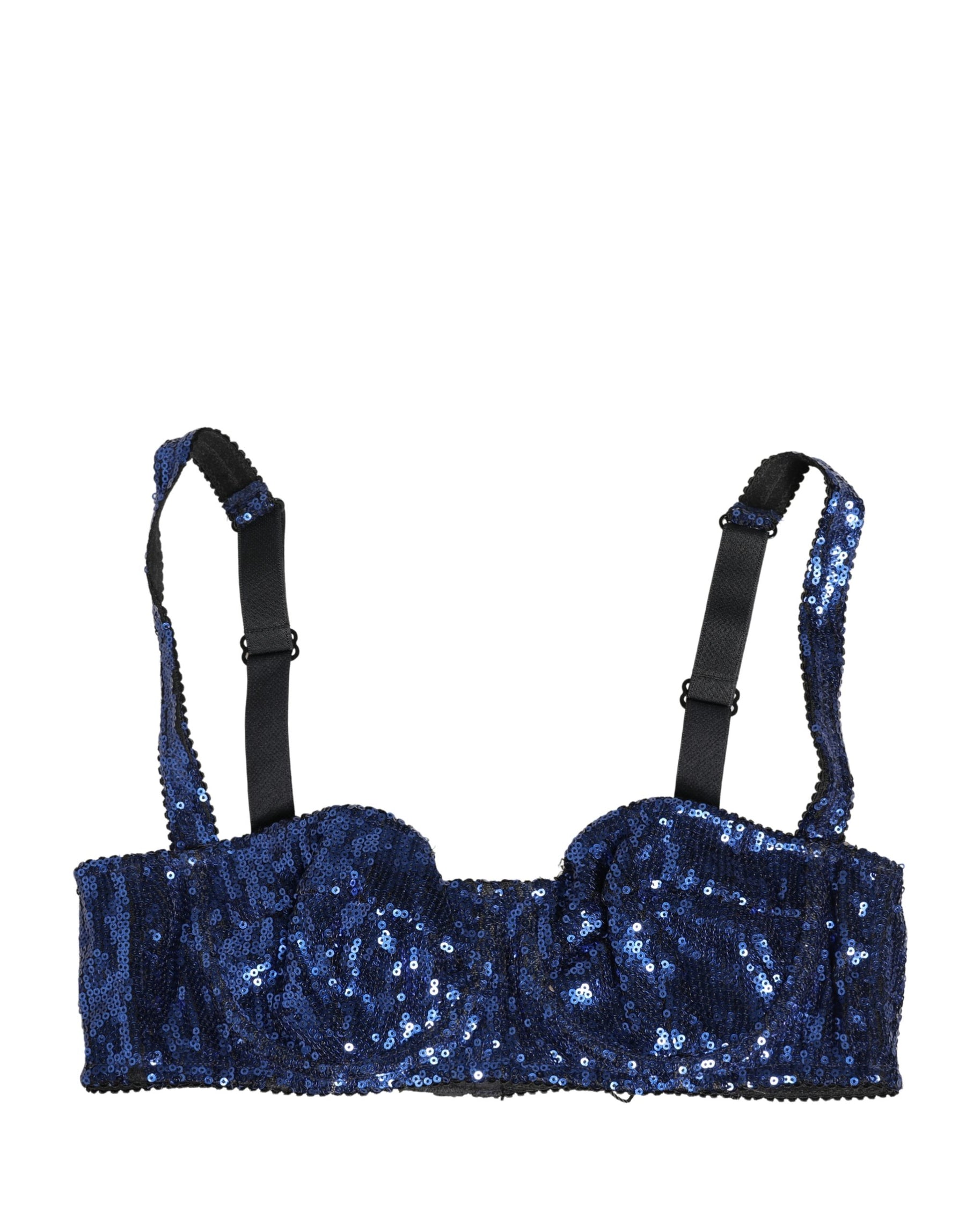Dolce & Gabbana Blue Sequined Nyon Balconnet Bra Underwear | Regal Royce