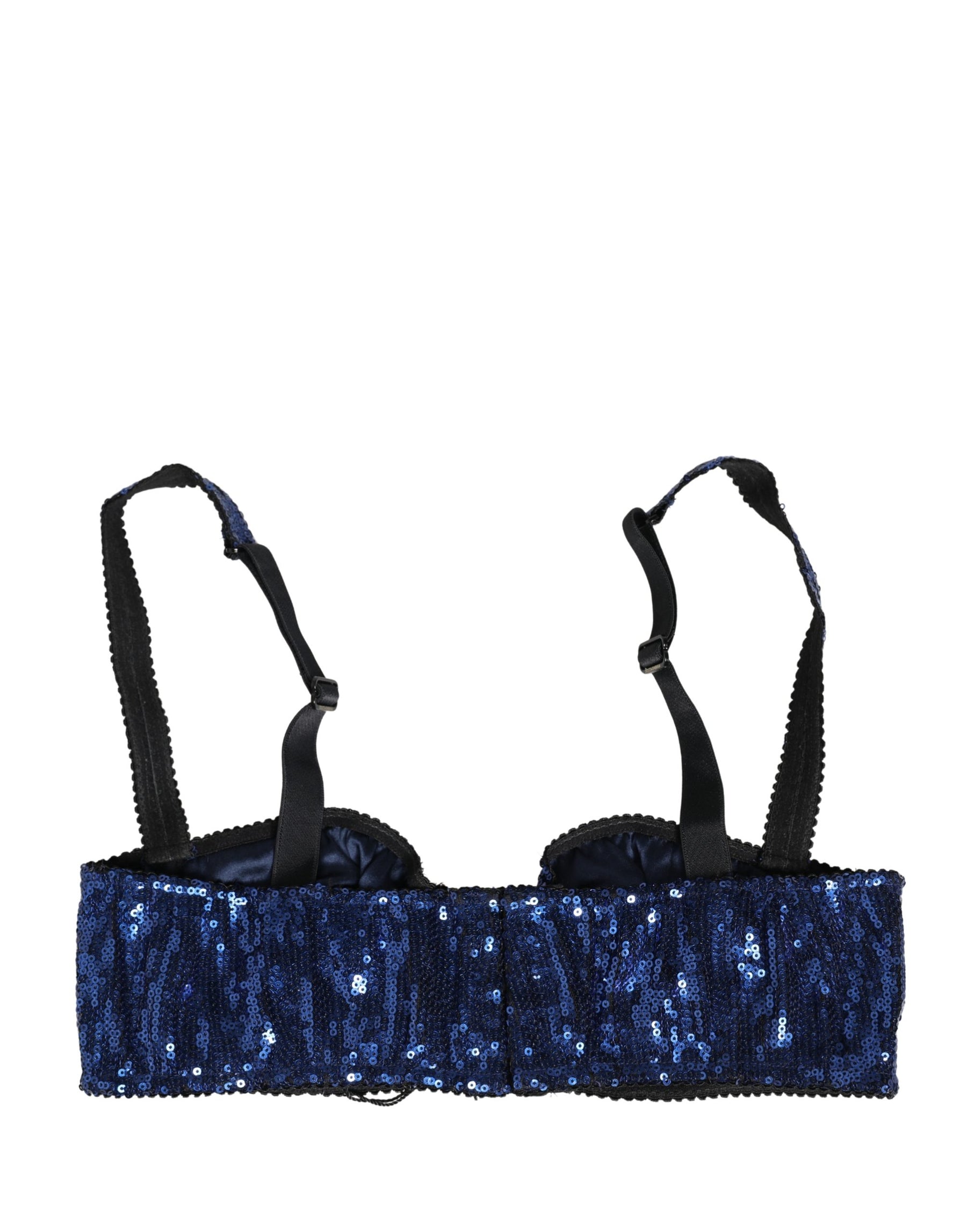 Dolce & Gabbana Blue Sequined Nyon Balconnet Bra Underwear | Regal Royce