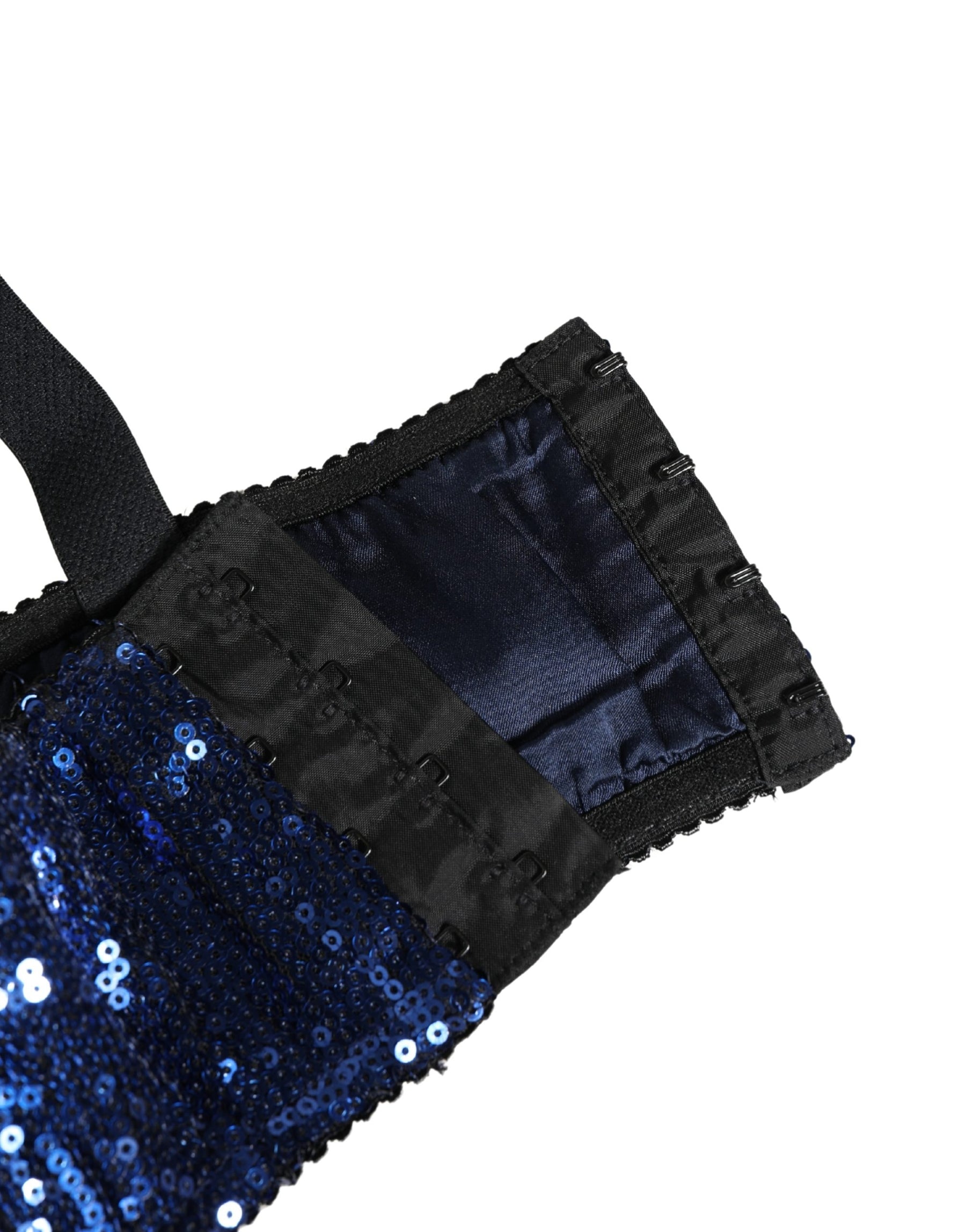 Dolce & Gabbana Blue Sequined Nyon Balconnet Bra Underwear | Regal Royce