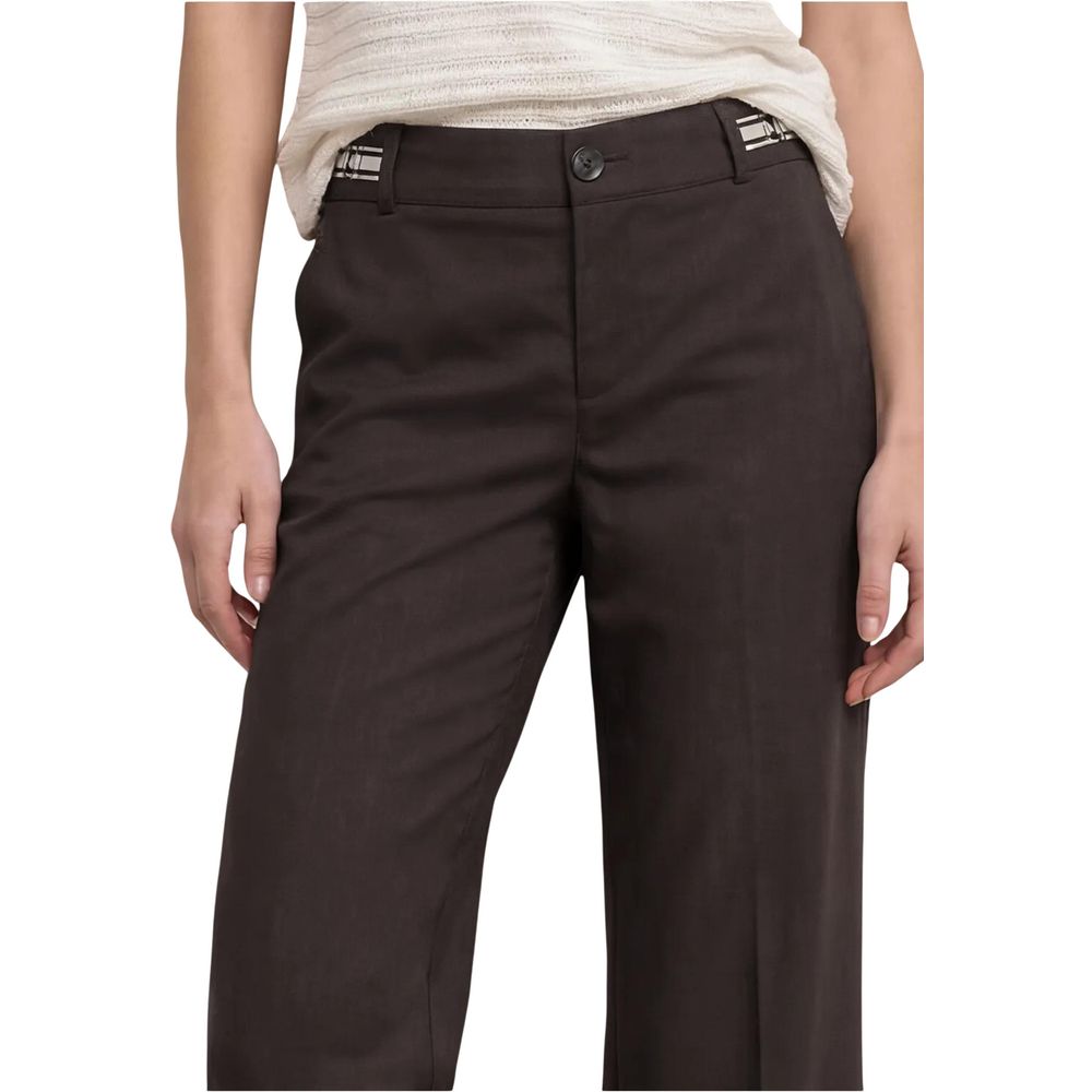 Street One Brown Viscose Casual Pants | Regal Royce