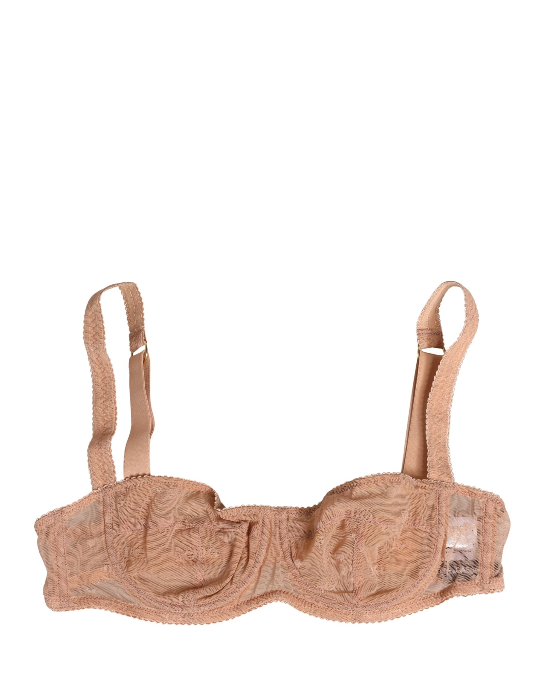 Dolce & Gabbana Beige Lace Mesh Underwire Balconnet Bra Underwear | Regal Royce