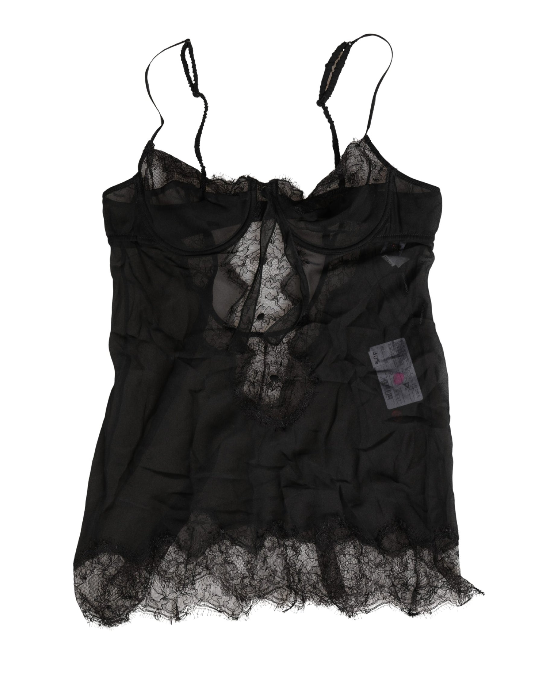 Dolce & Gabbana Black Silk Lace Lingerie Chemise Top Underwear | Regal Royce