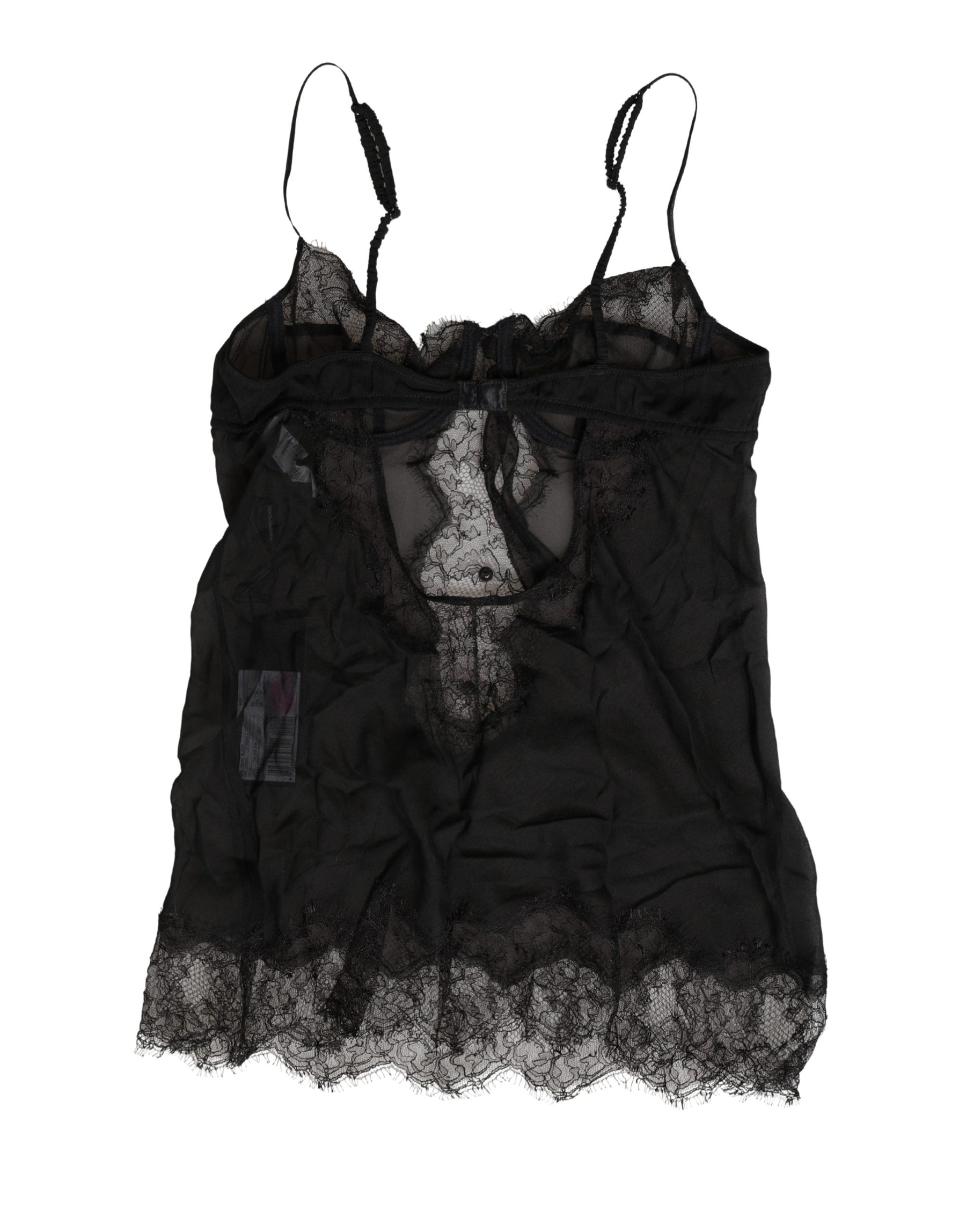 Dolce & Gabbana Black Silk Lace Lingerie Chemise Top Underwear | Regal Royce